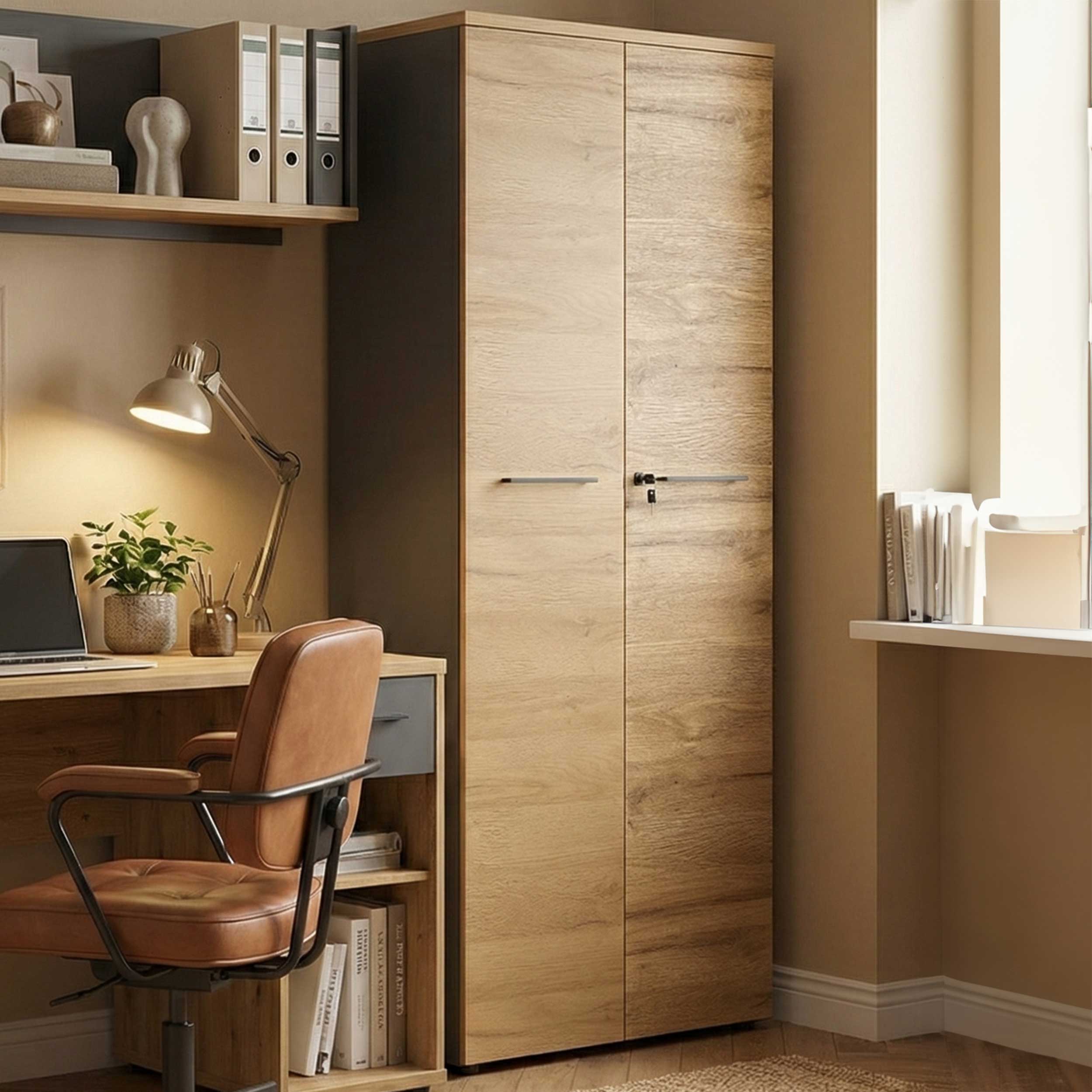 Classeur Osmond 80cm à 2 portes - chêne/graphite - Image 1