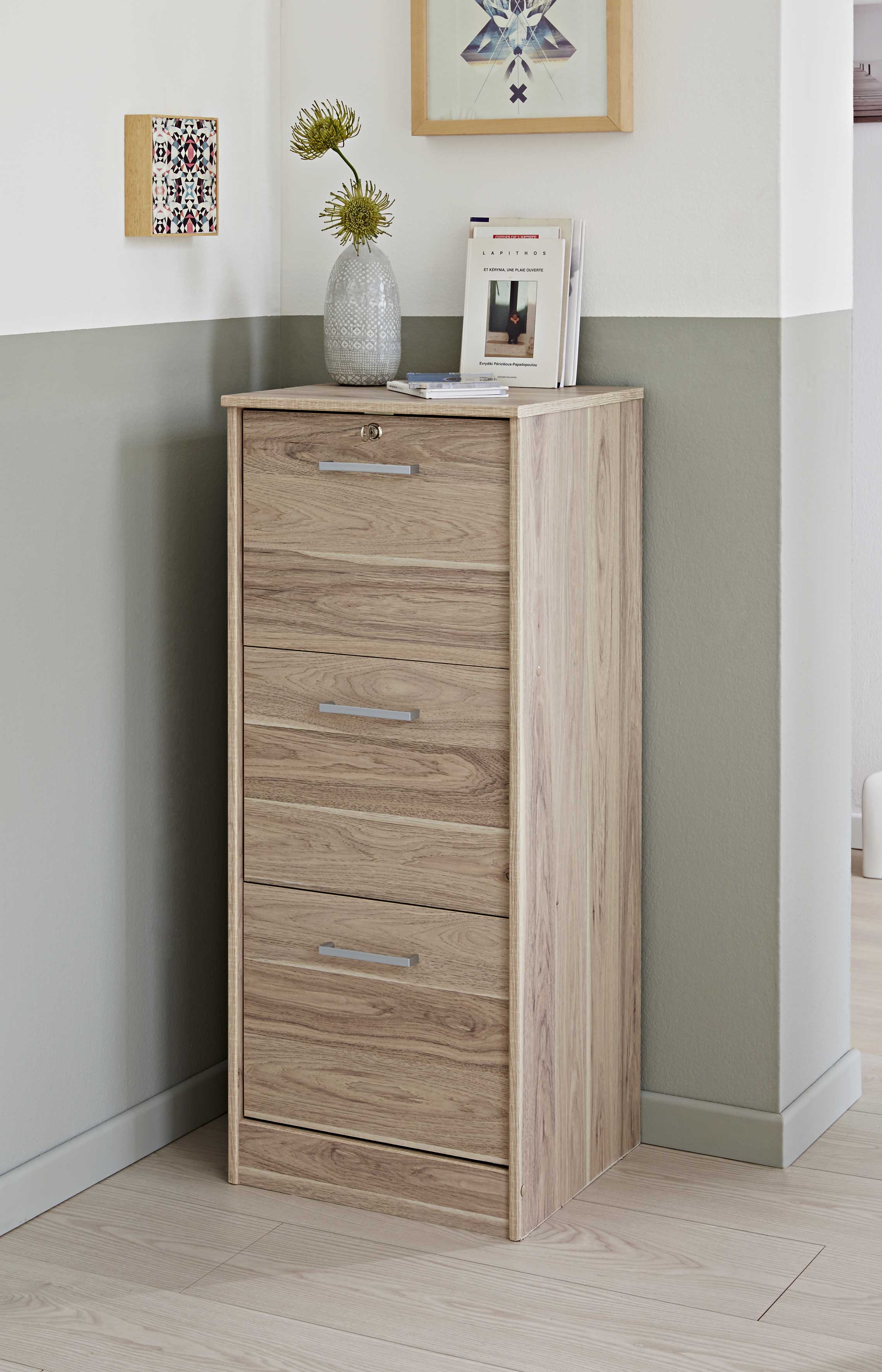 Classeur pour dossiers Ludwig avec serrure - chêne - Image 3