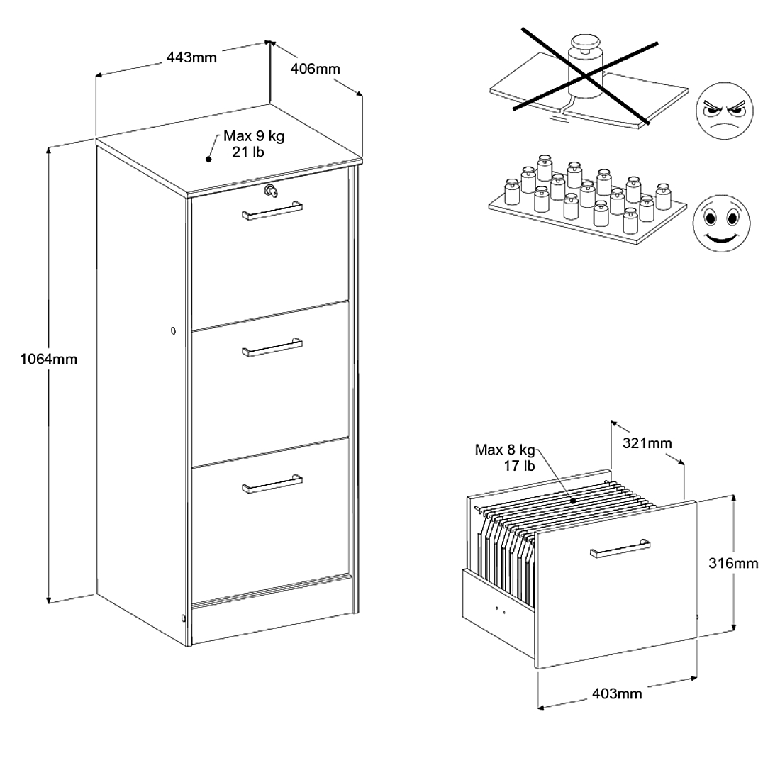 Classeur pour dossiers Ludwig avec serrure - chêne - Image 5