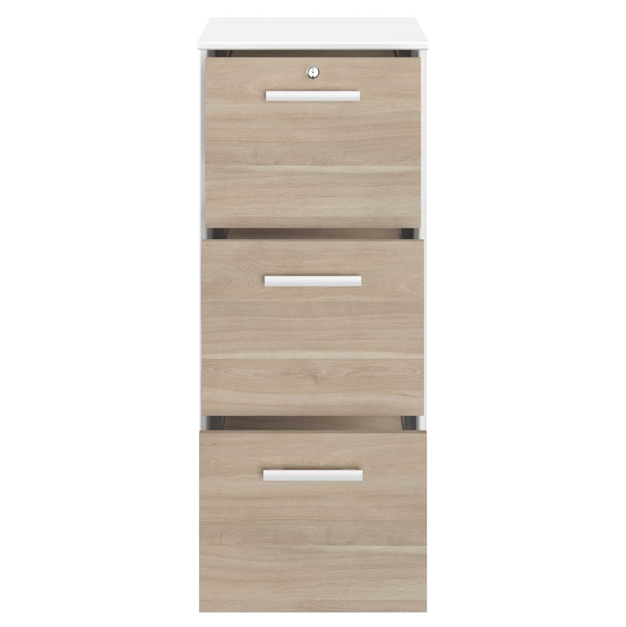 Classeur pour dossiers Sil-106cm-3 tiroirs-blanc/chêne - Image 5