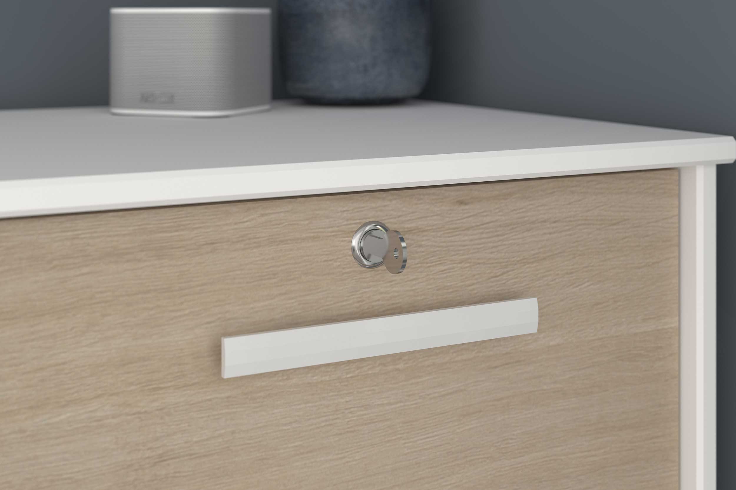 Classeur pour dossiers Sil-106cm-3 tiroirs-blanc/chêne - Image 9