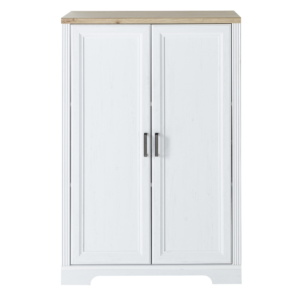 Classeur Samine 86x38x127cm 2 portes - blanc/chêne