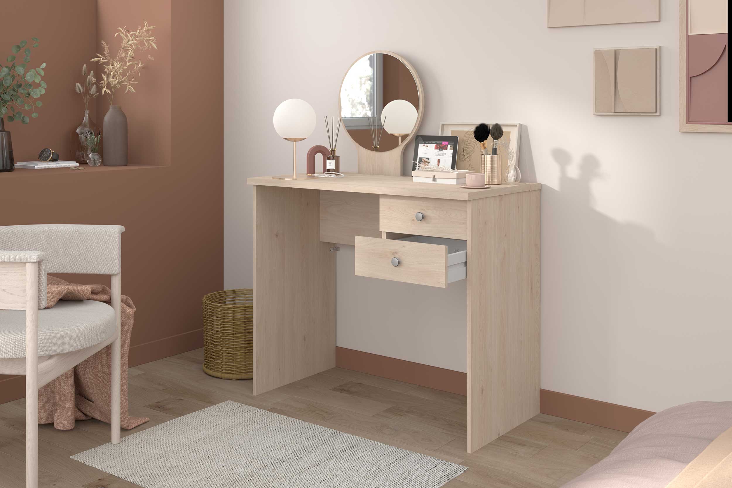 Coiffeuse Betty avec miroir - chêne - Image 5