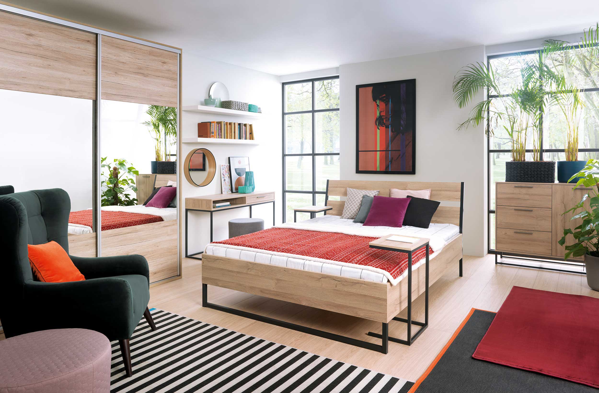 Coiffeuse Chey 130cm, 1 tiroir - chêne clair - Image 6