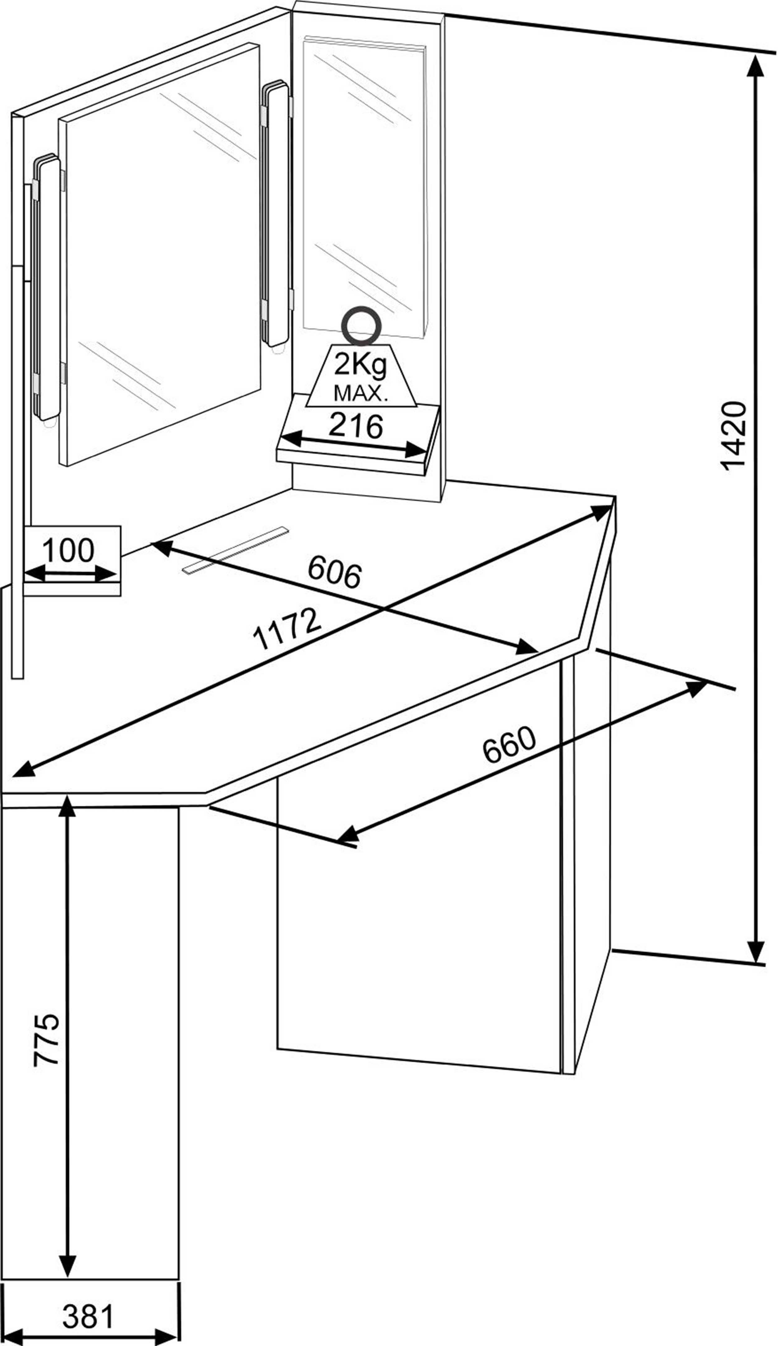 Coiffeuse d'angle Chic - chêne/blanc - Image 4