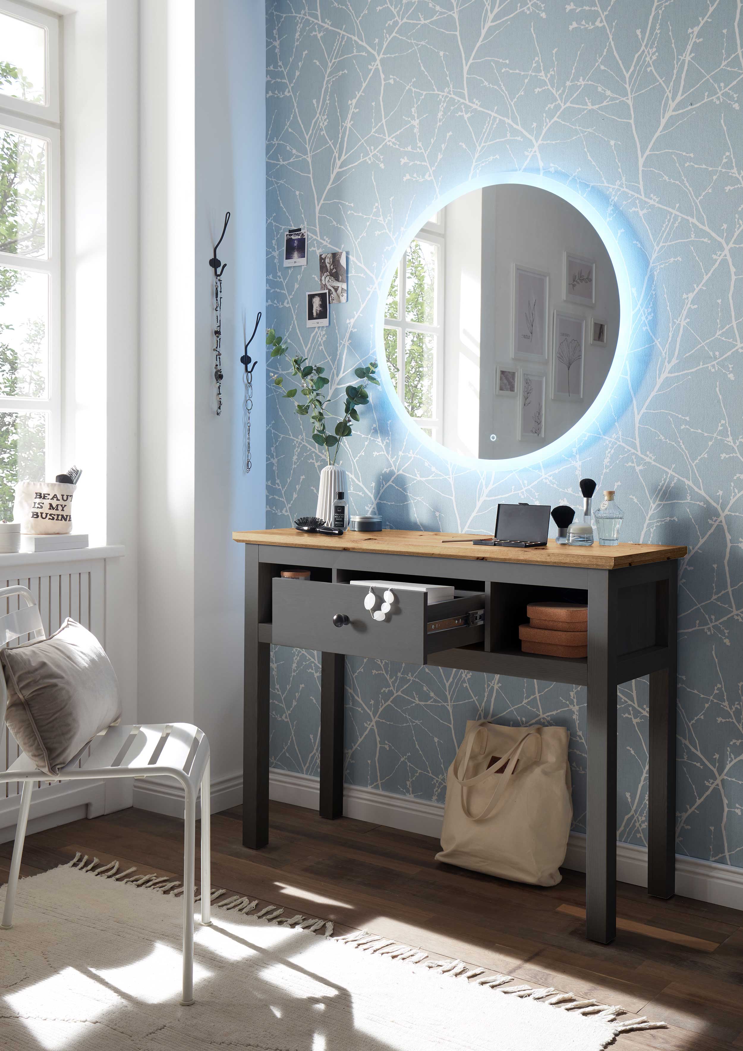 Coiffeuse Enid 114cm1 tiroir - gris - Image 5