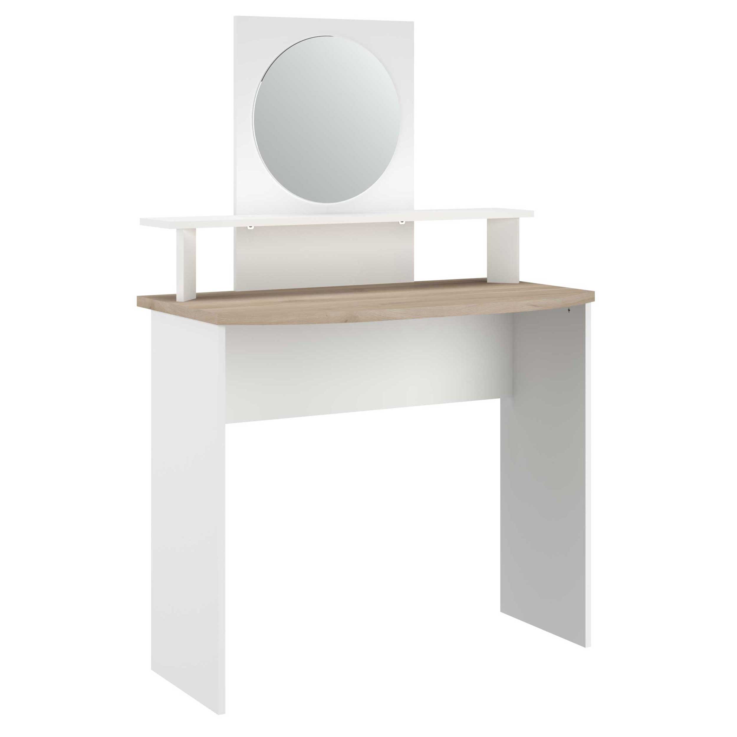 Coiffeuse Hardy-136cm-avec miroir-blanc/chêne - Image 9