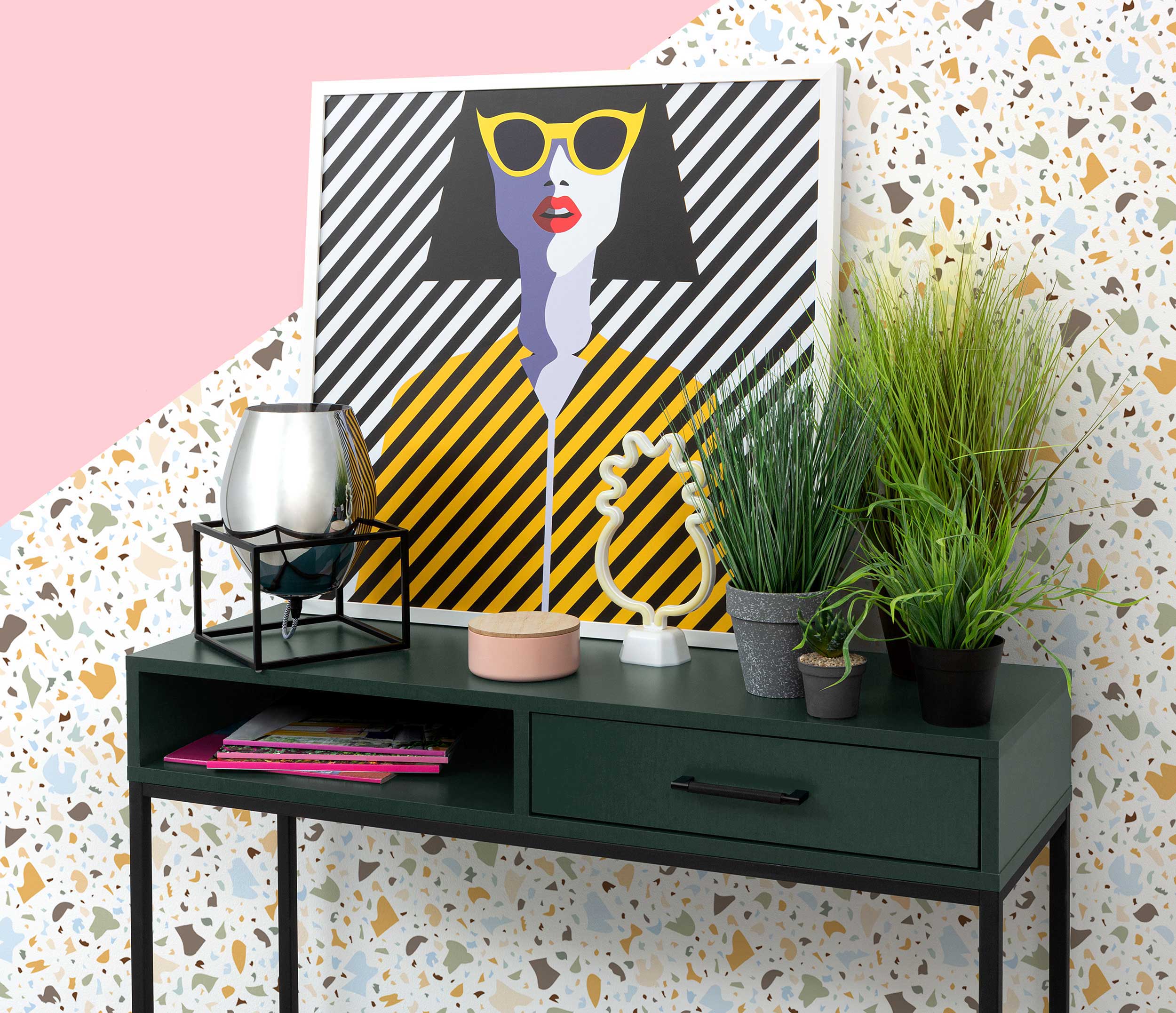 Coiffeuse Lisanne 107cm, 1 tiroir - vert foncé - Image 2