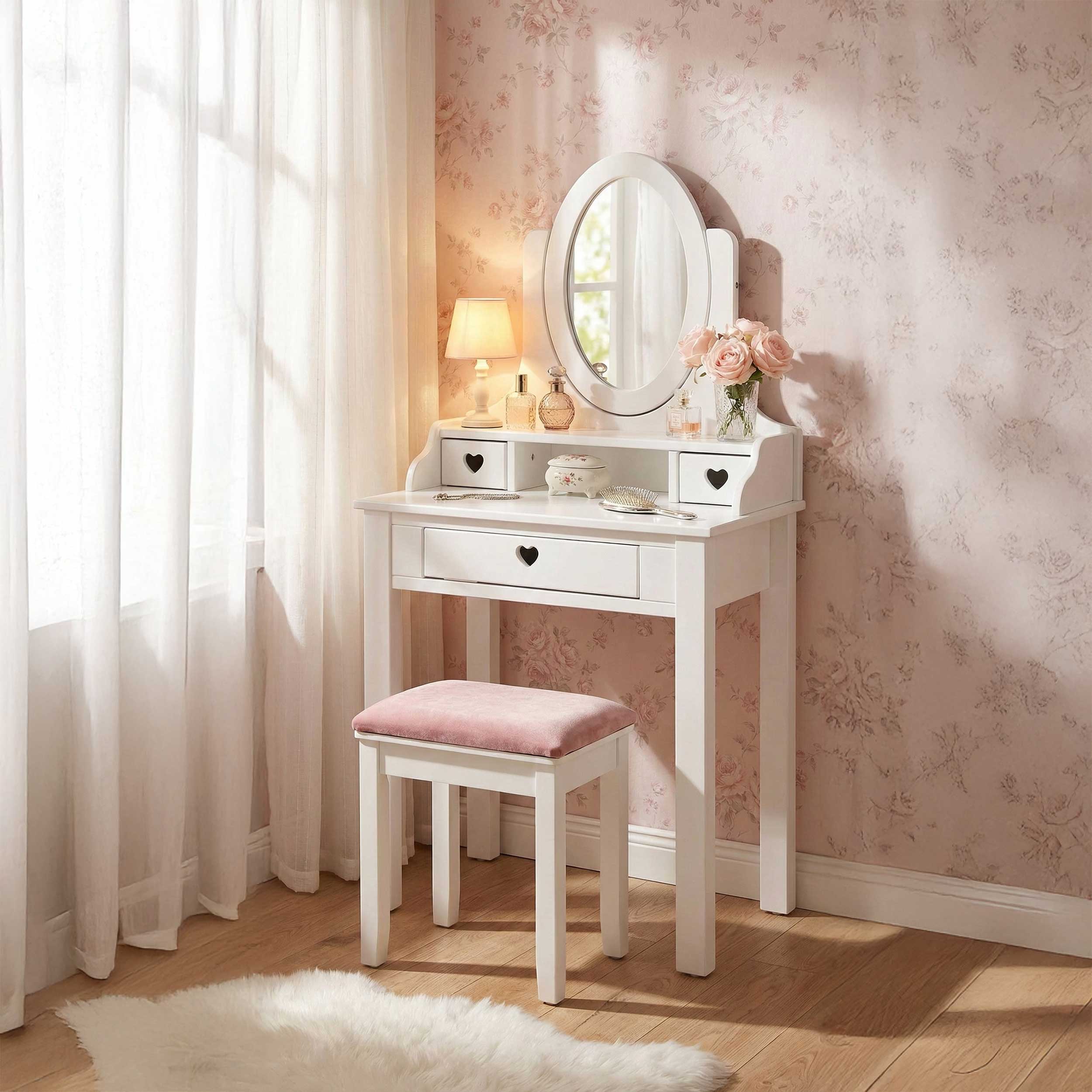 Coiffeuse pour enfants Amori avec miroir - blanc - Image 5
