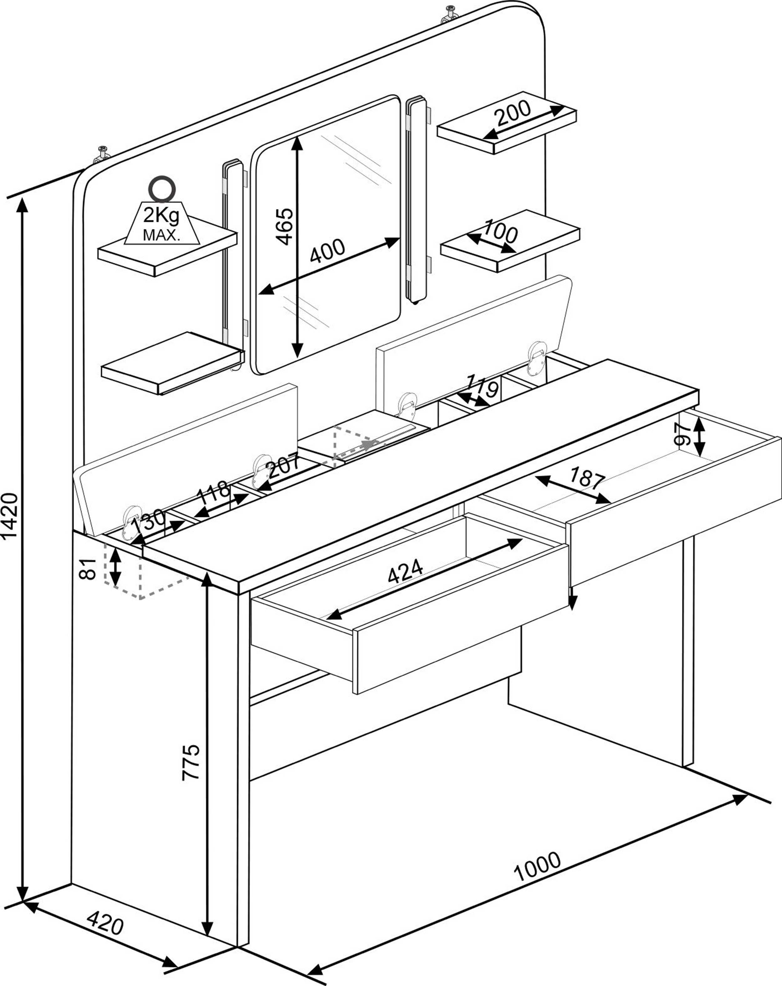 Coiffeuse Secret - blanc - Image 3