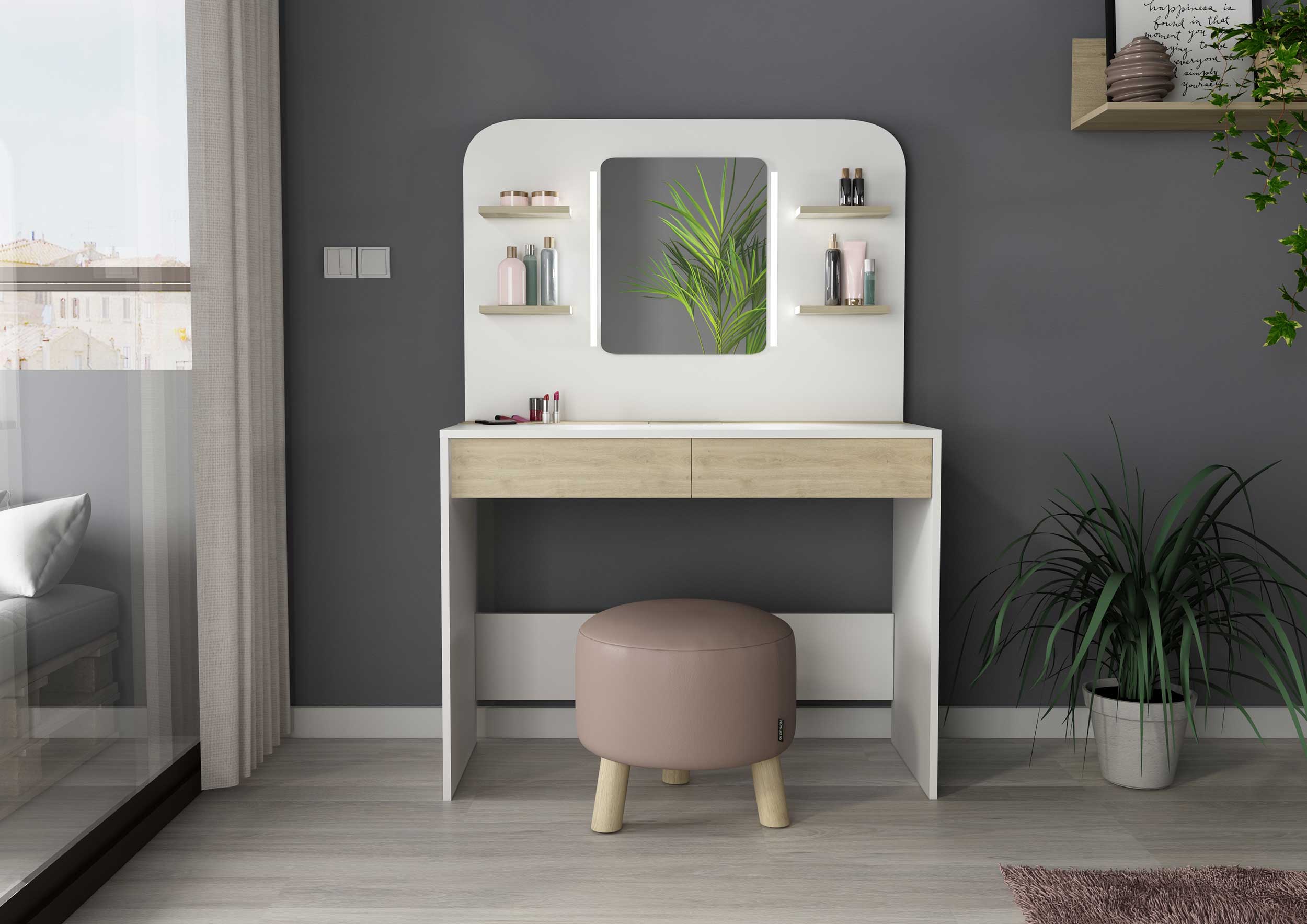 Coiffeuse Secret - chêne/blanc - Image 4