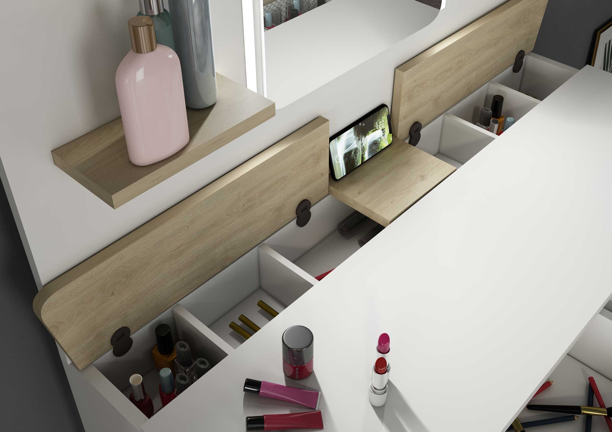 Coiffeuse Secret - chêne/blanc - Image 6