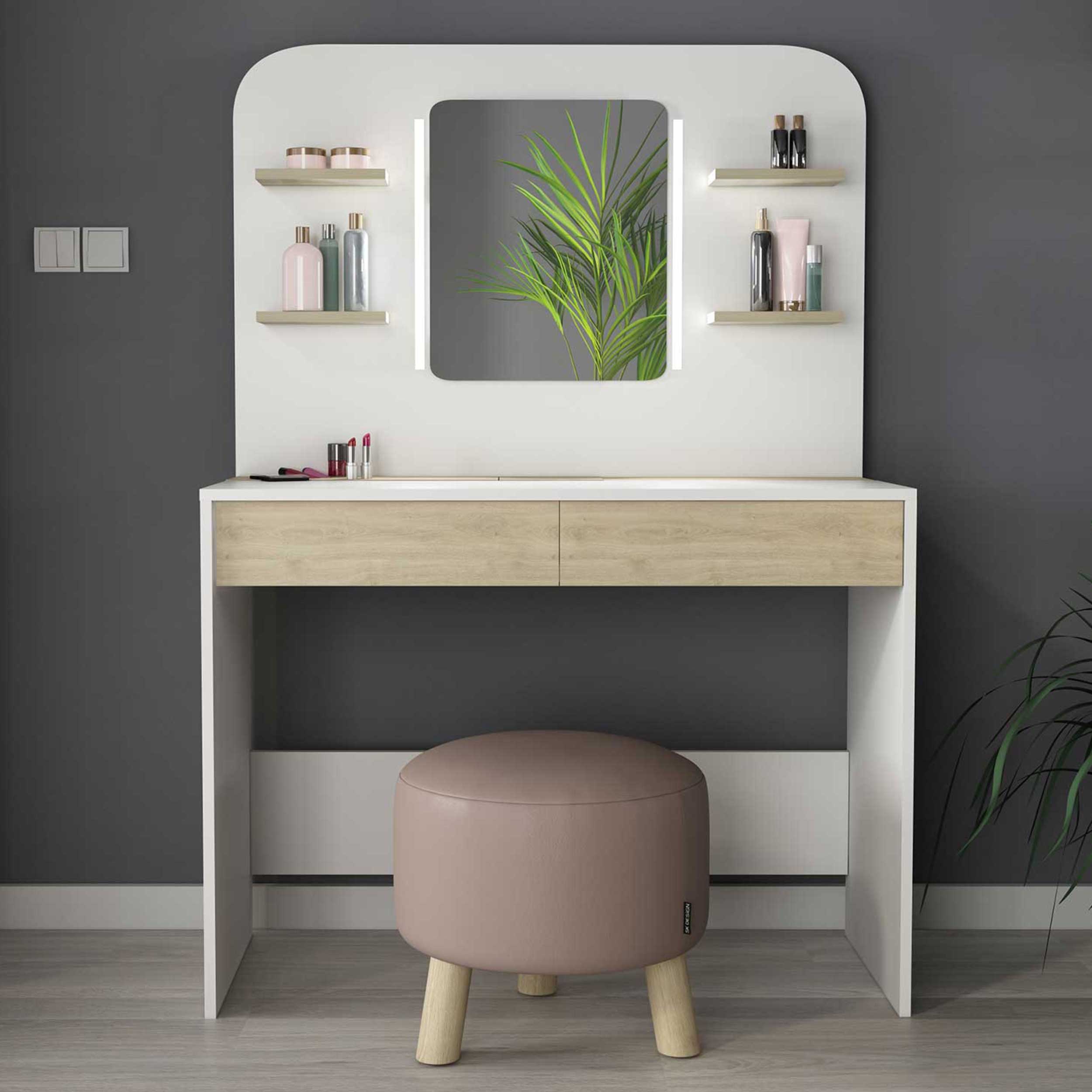 Coiffeuse Secret - chêne/blanc - Image 1