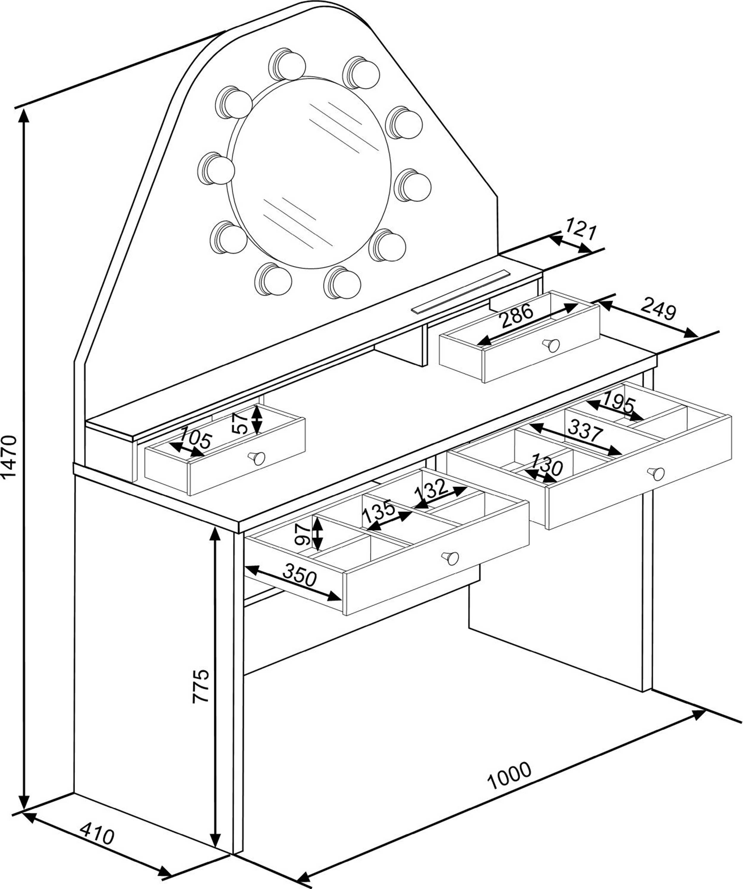 Coiffeuse Star - chêne/blanc - Image 2