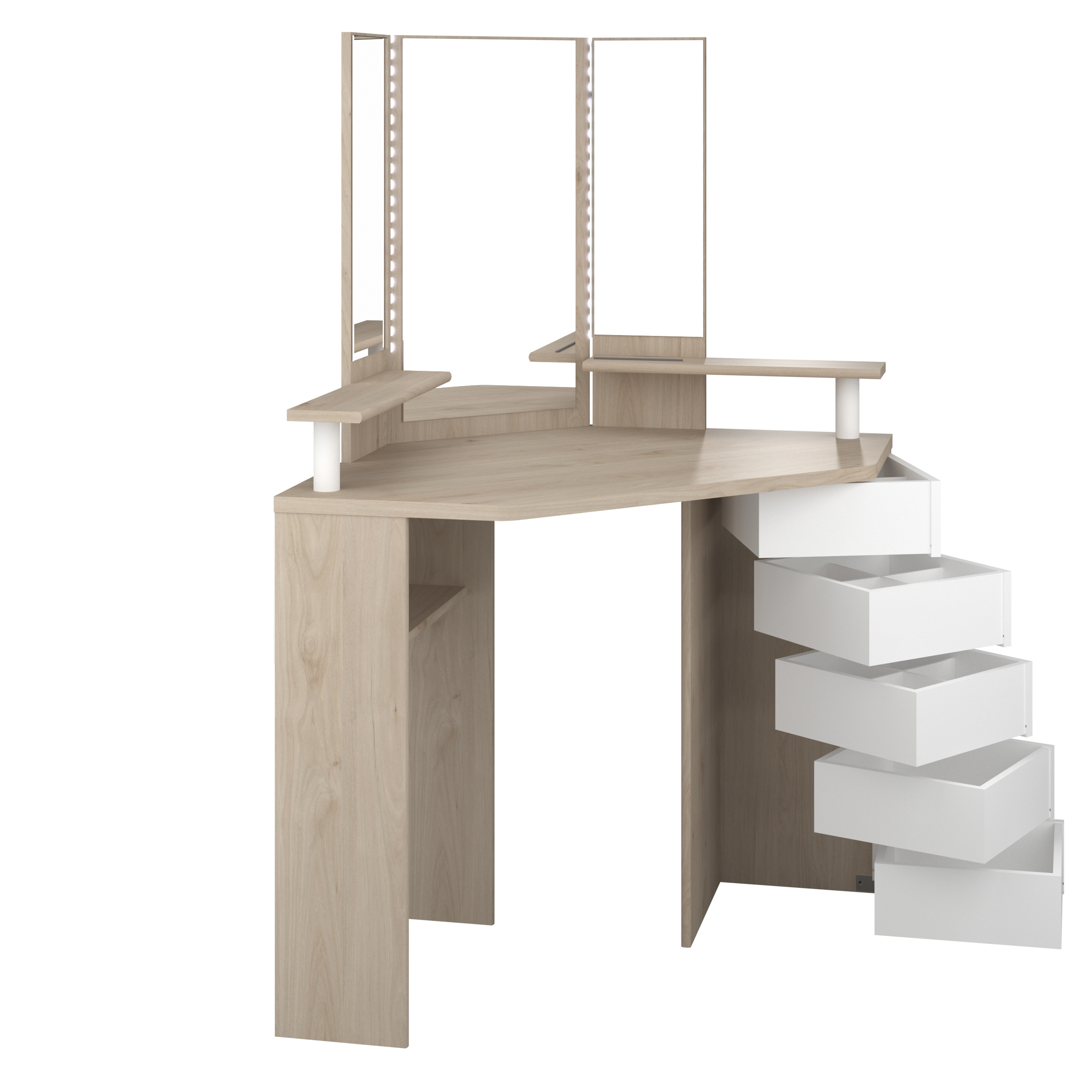 Coiffeuse Sweet avec miroir - chêne/blanc - Image 5