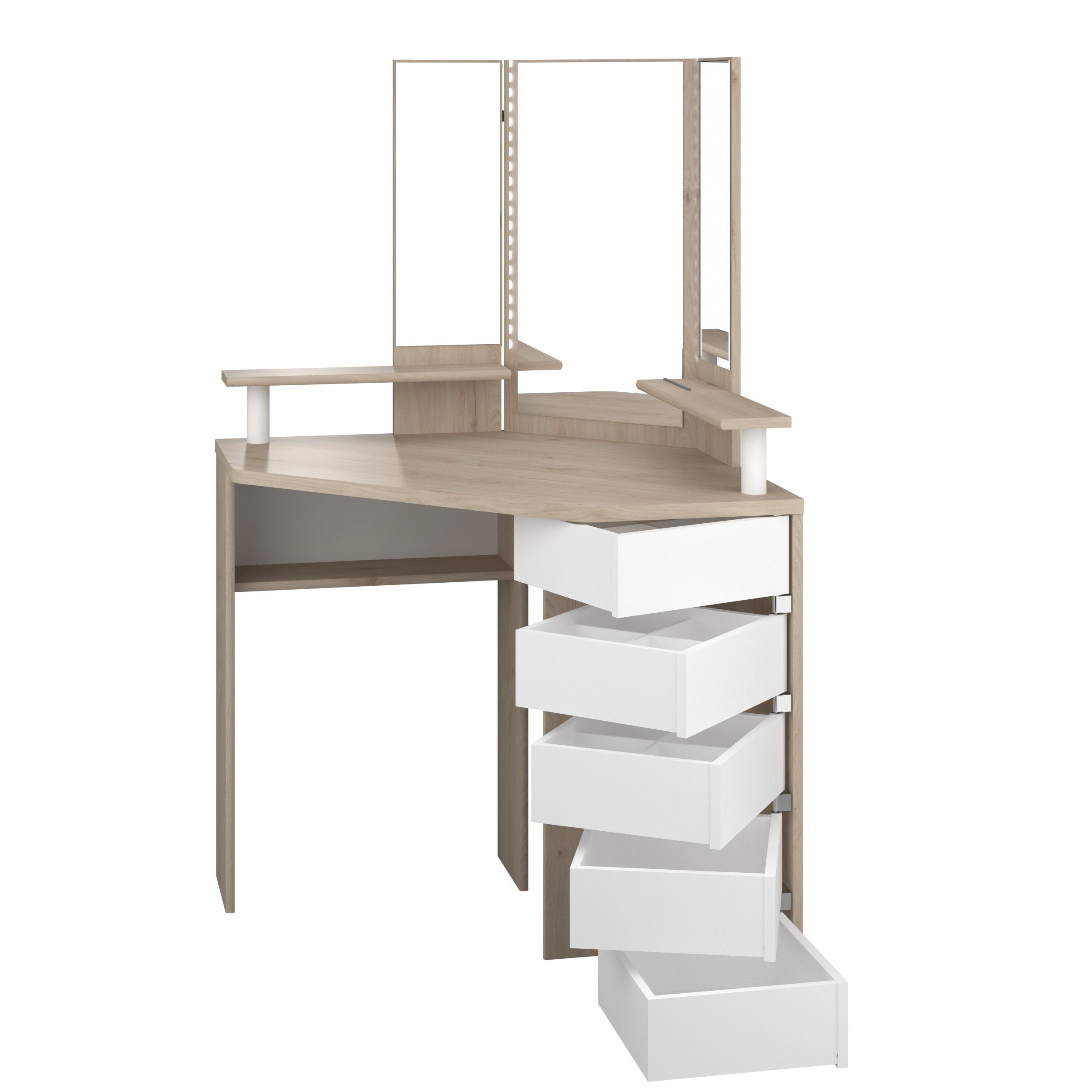 Coiffeuse Sweet avec miroir - chêne/blanc - Image 6
