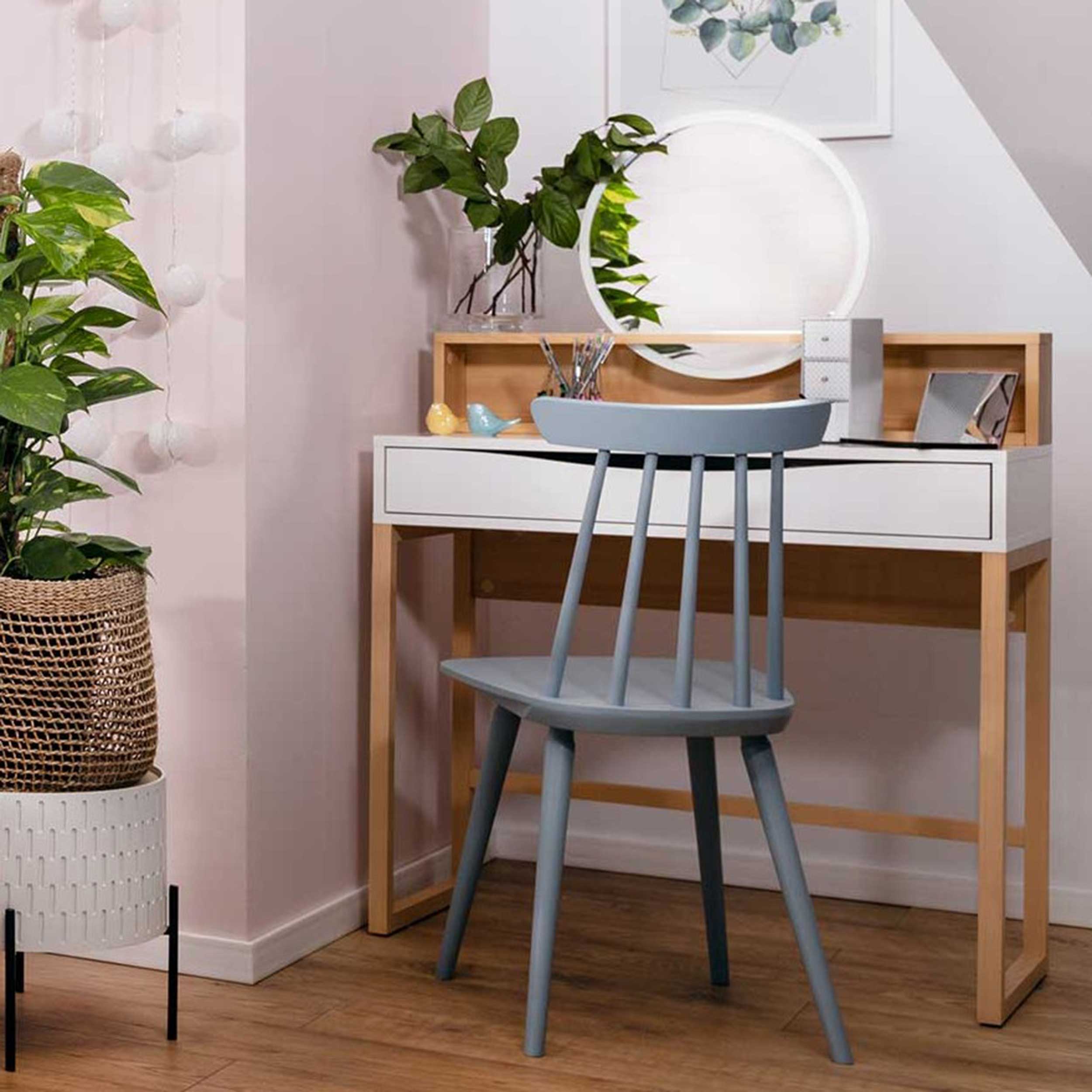 Coiffeuse Vayen 85cm 1 tiroir - chêne clair/blanc - Image 9