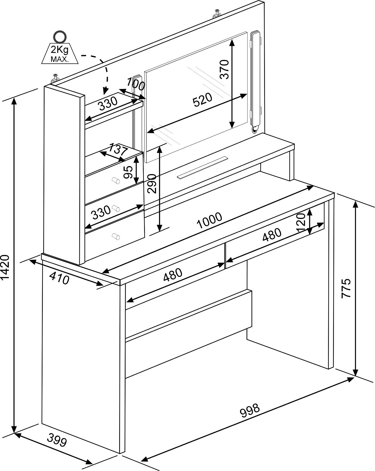 Coiffeuse Wish - blanc - Image 3