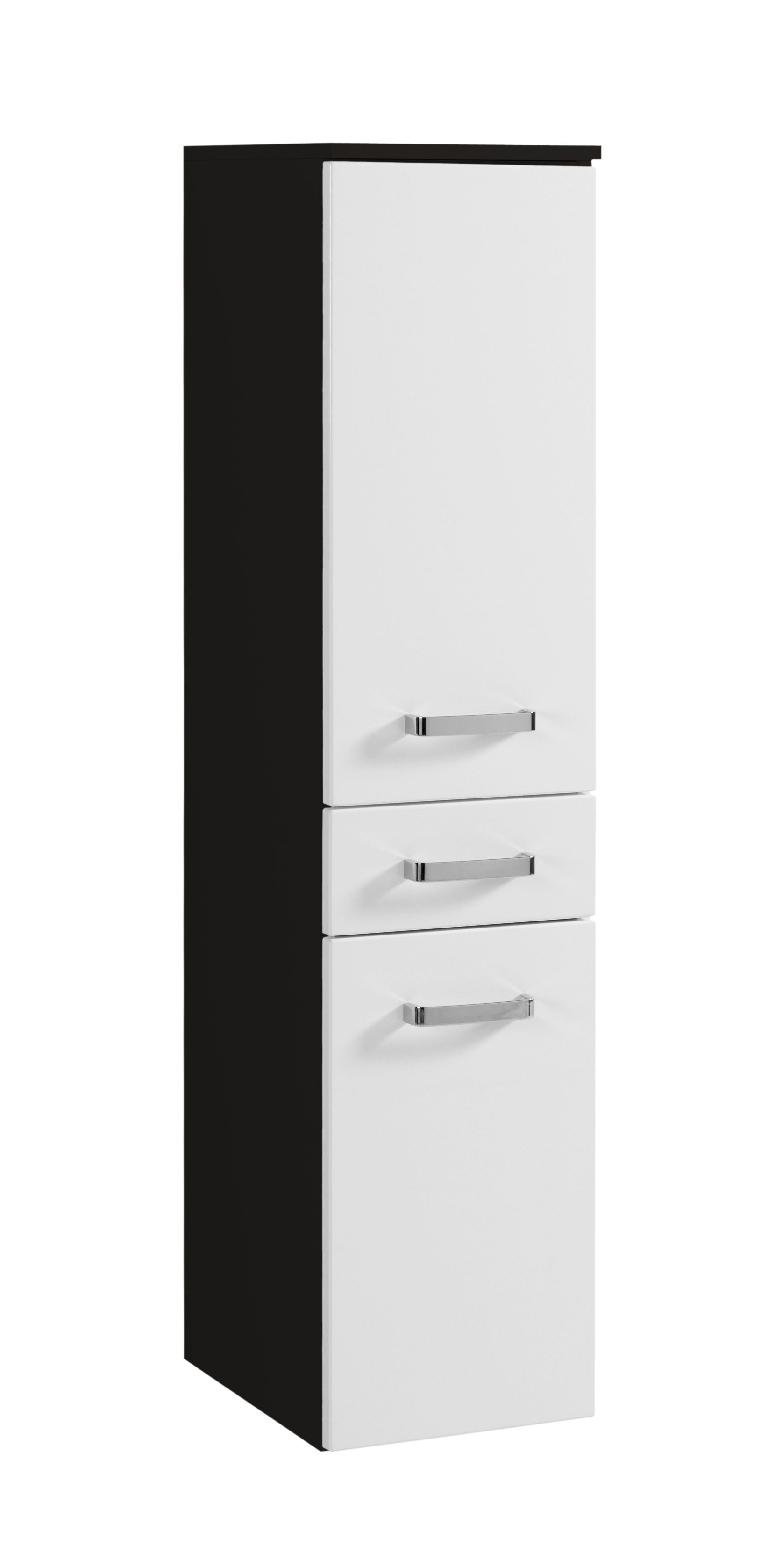 Colonne Bobbi basse 30cm 2 portes et 1 tiroir - graphite/blanc brillant - Image 6