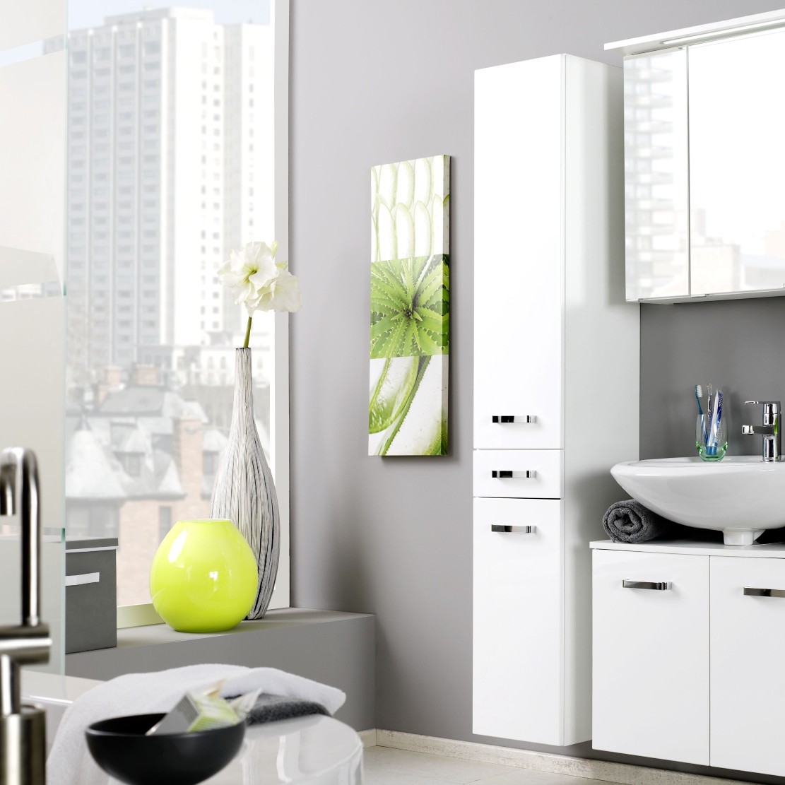 Colonne Bobbi haute 30cm 2 portes et 1 tiroir - blanc