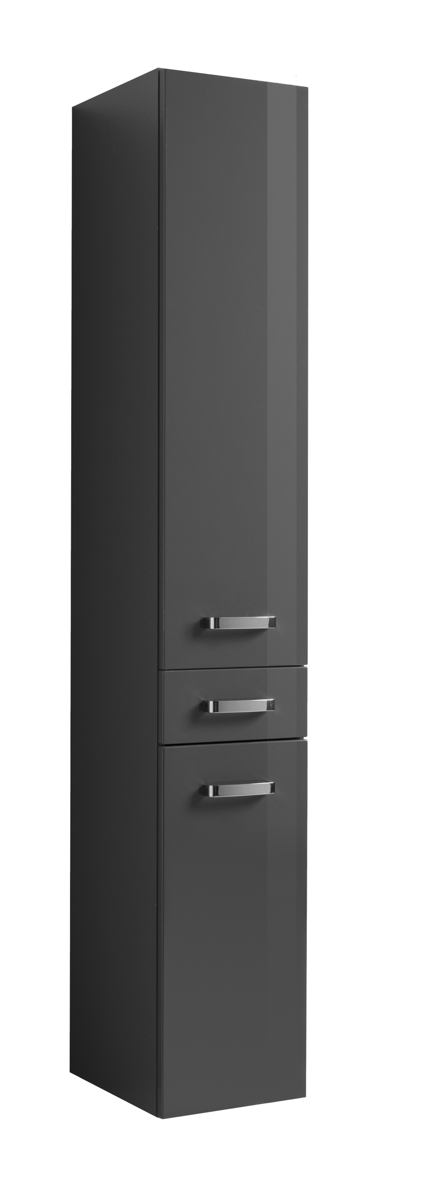 Colonne Bobbi haute 30cm 2 portes et 1 tiroir - graphite/gris brillant - Image 6