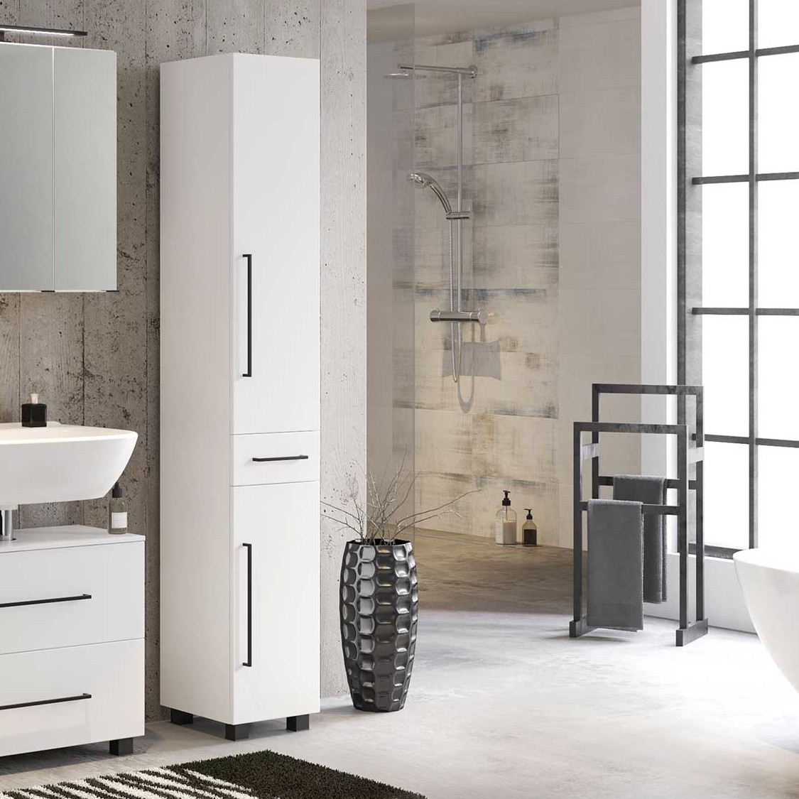 Colonne Dusan à 2 portes & 1 tiroir - blanc