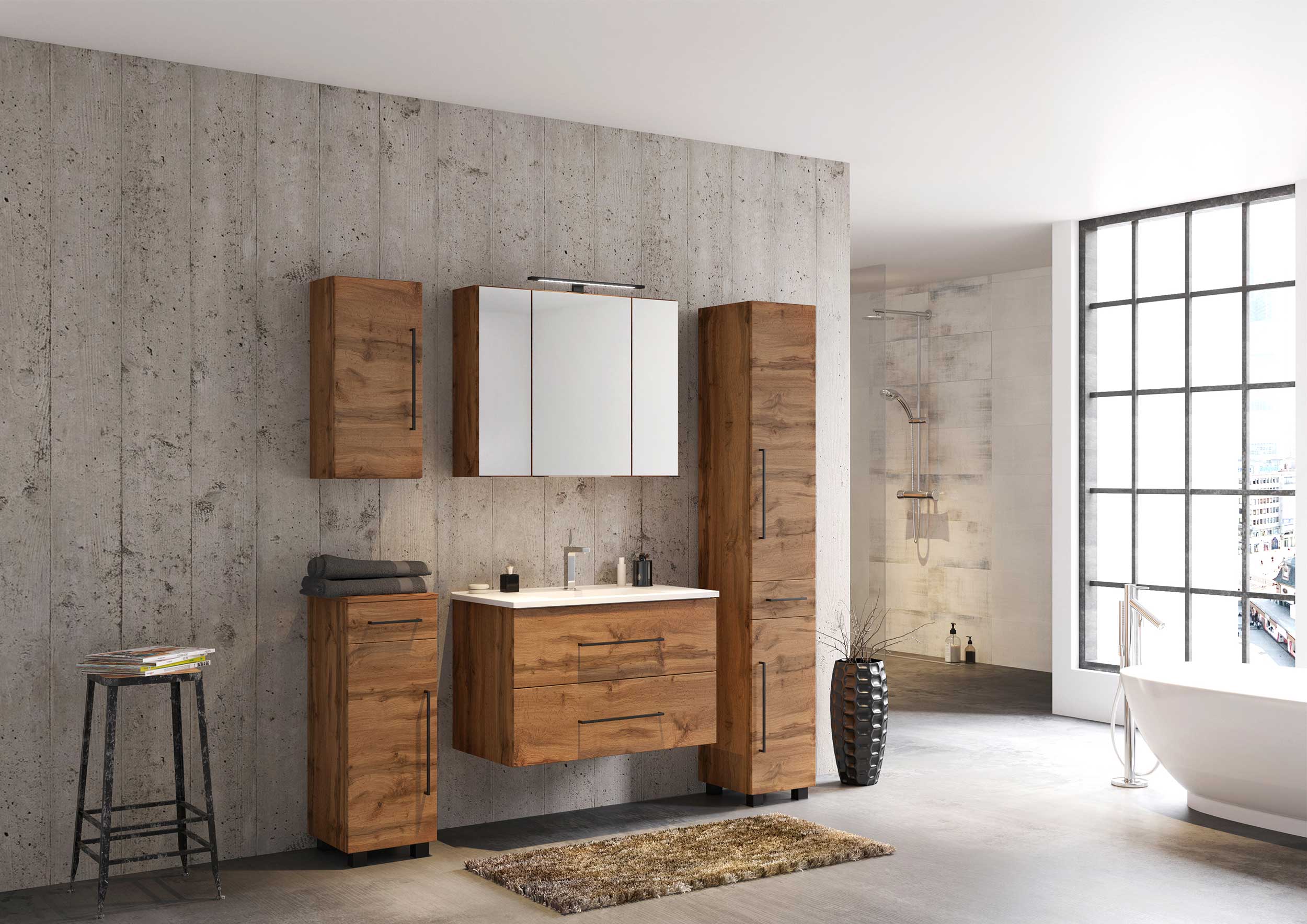 Colonne Dusan à 2 portes & 1 tiroir - chêne wotan - Image 5