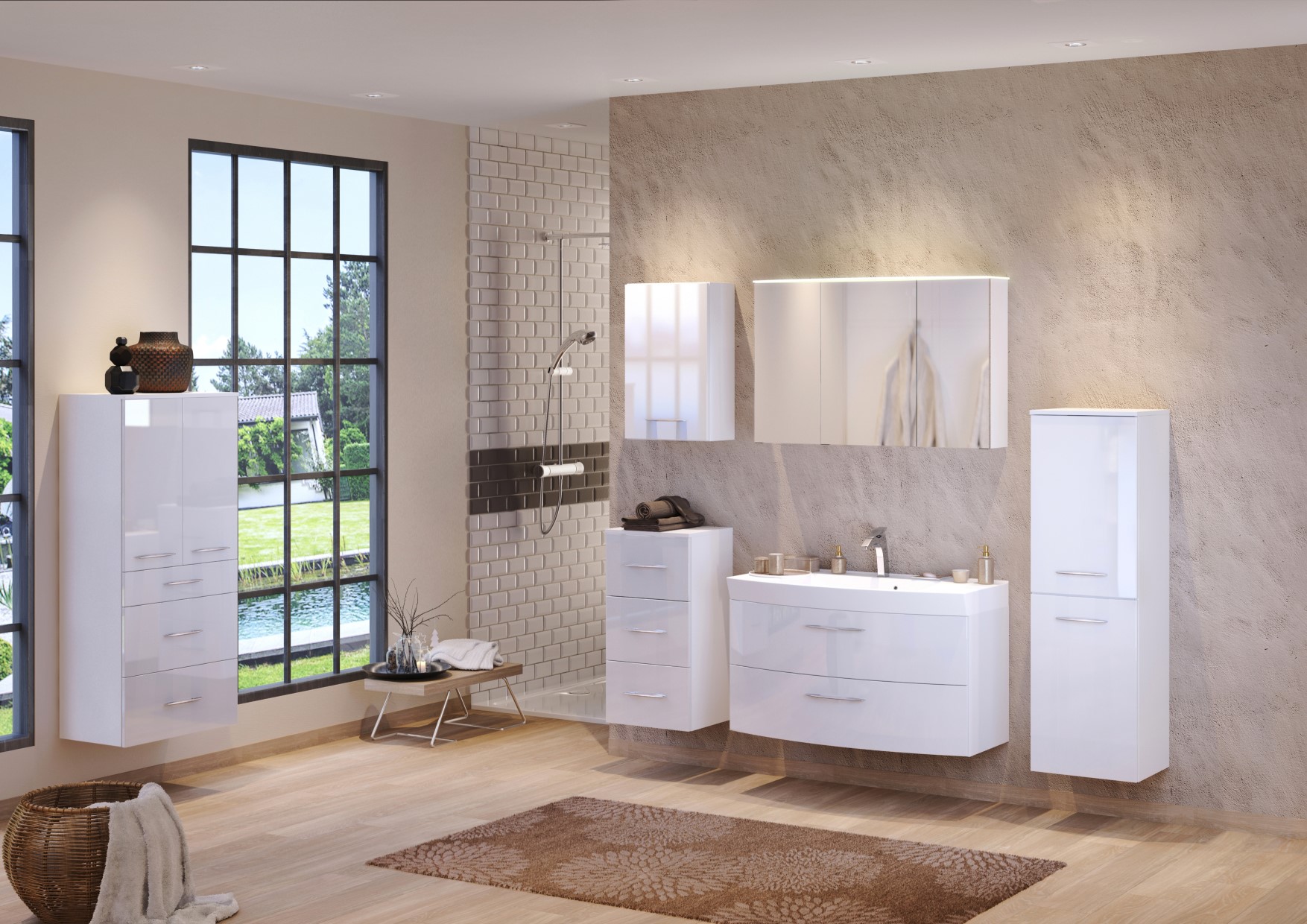 Colonne Florent 40cm avec 2 portes - blanc - Image 2