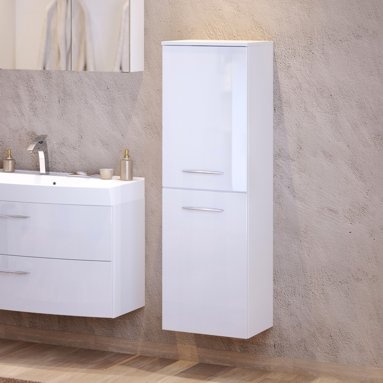 Colonne Florent 40cm avec 2 portes - blanc