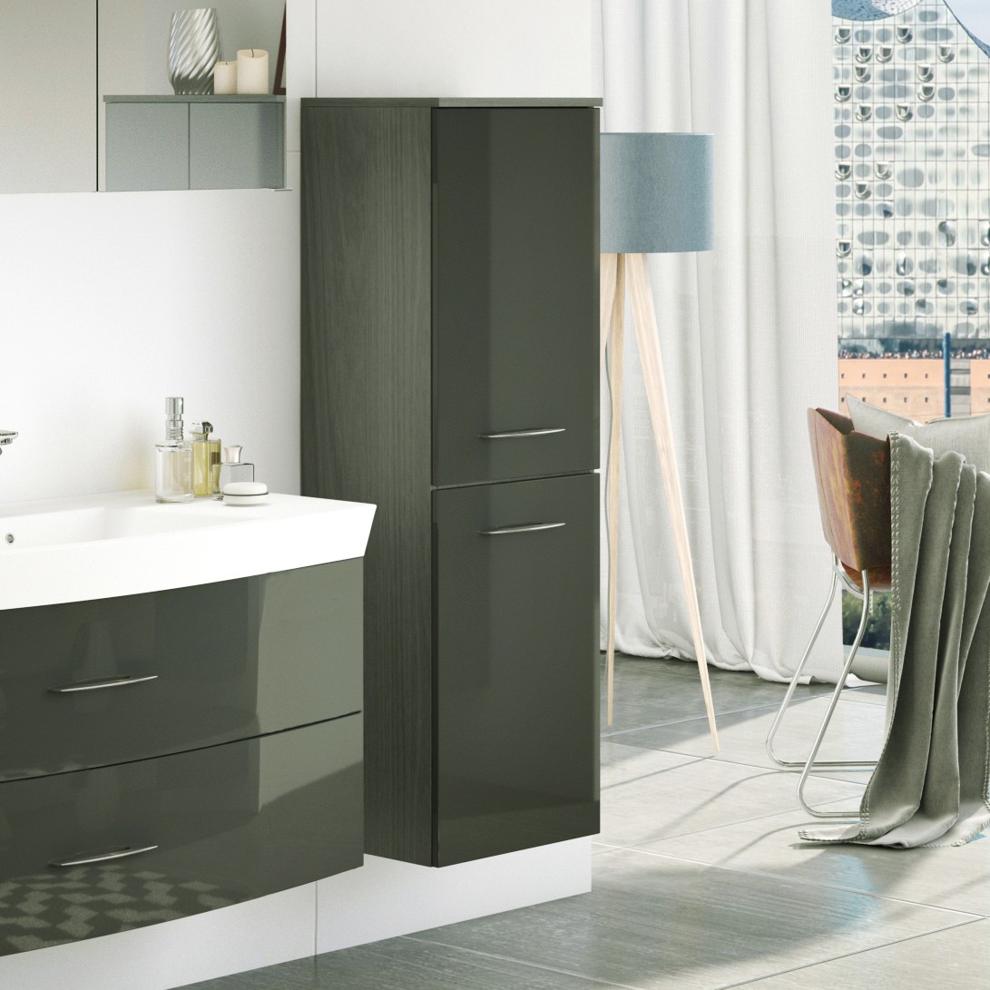 Colonne Florent 40cm avec 2 portes - graphite/gris brillant - Image 1