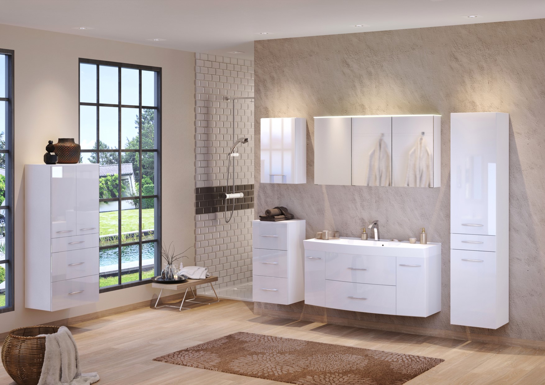 Colonne Florent 40cm avec 2 portes & tiroir - blanc - Image 2