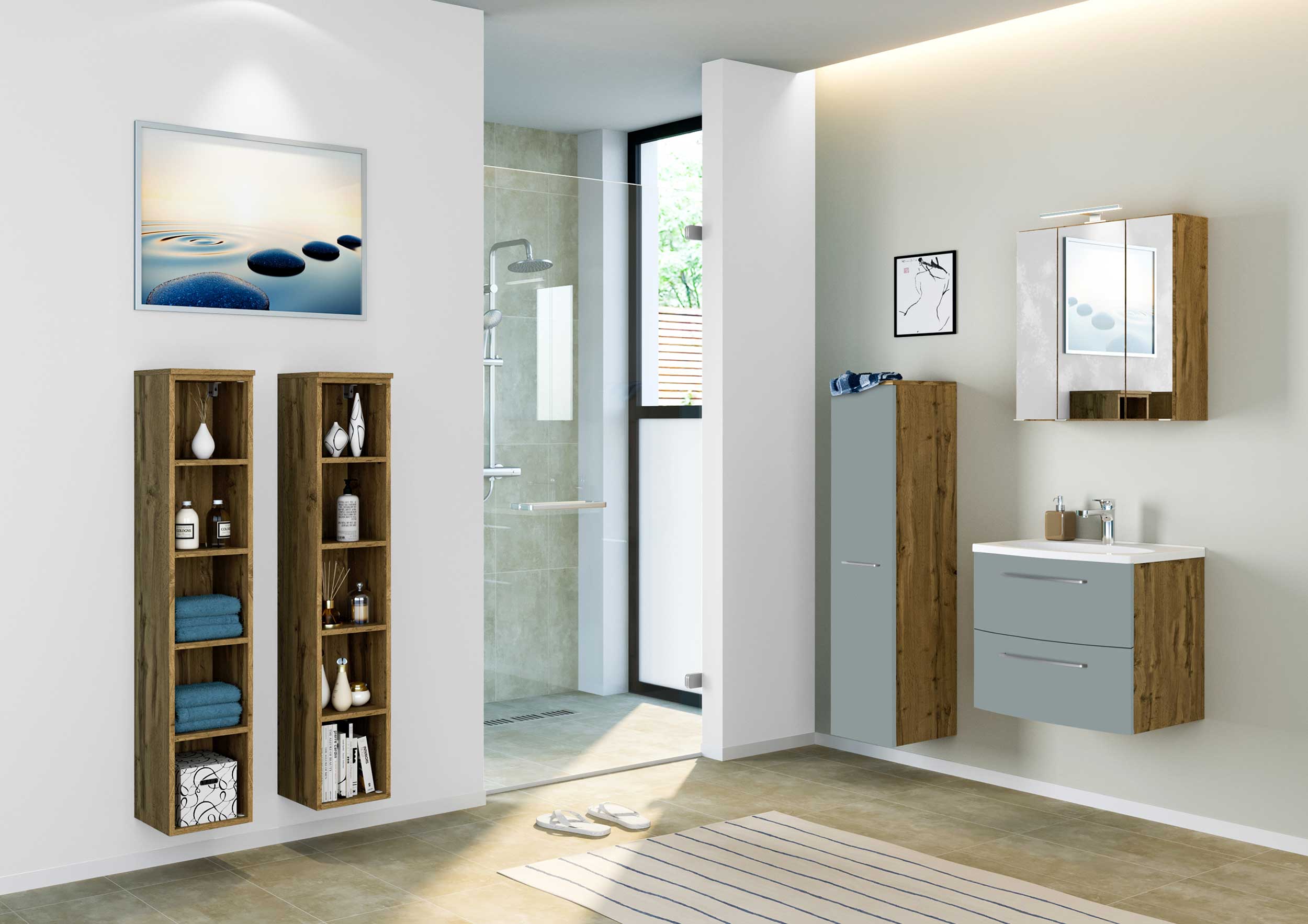 Colonne Gene 30cm 1 porte - chêne wotan/vert fjord - Image 11