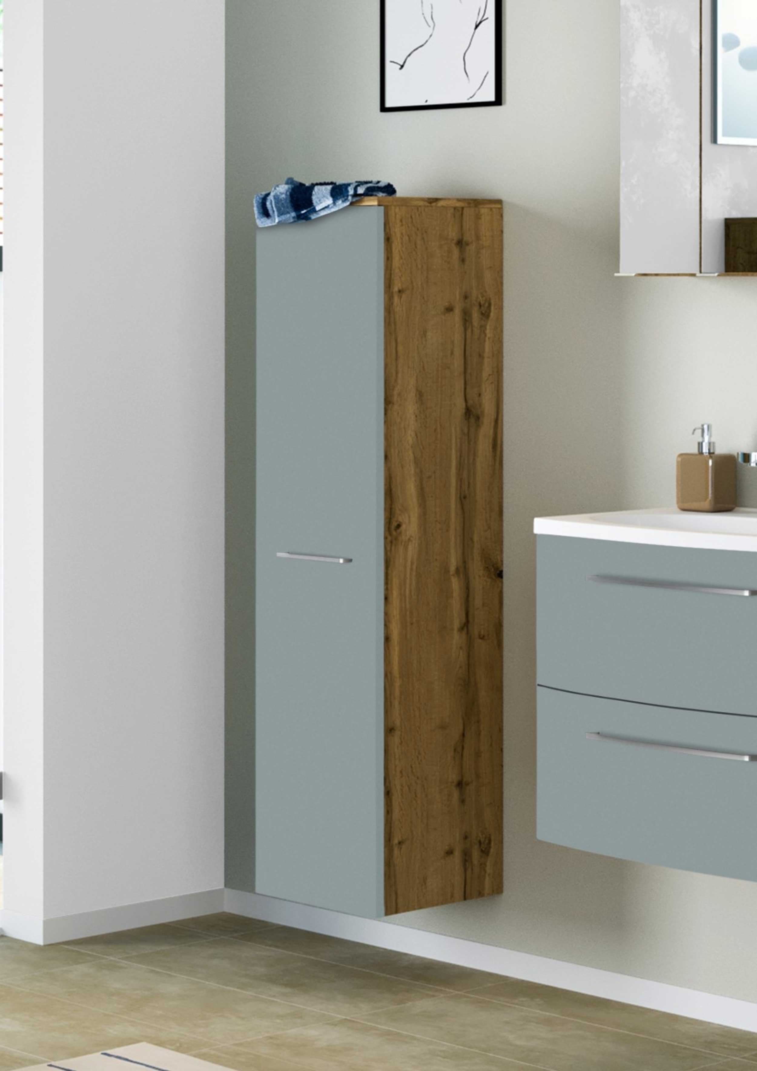 Colonne Gene 30cm 1 porte - chêne wotan/vert fjord - Image 9