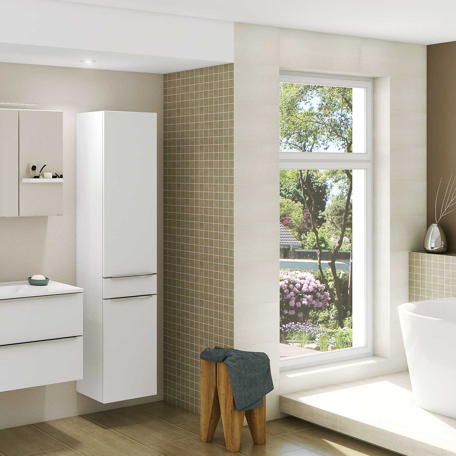 Colonne Hansen 40cm 2 portes et 1 tiroir - blanc