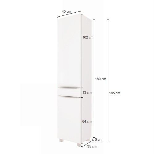 Colonne Hansen 40cm 2 portes et 1 tiroir - jaune/blanc - Image 9