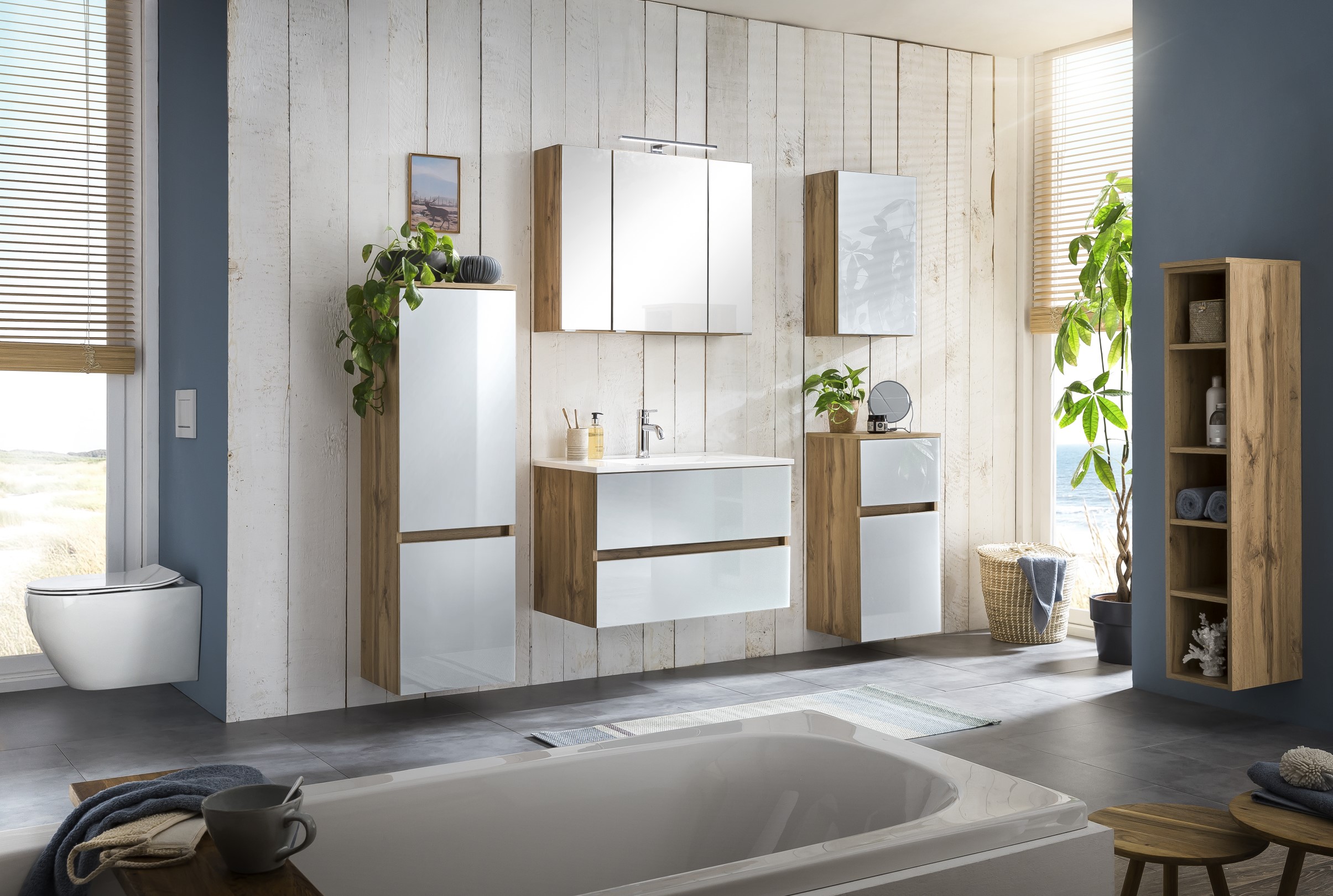 Colonne Helina 40cm 2 portes - chêne/blanc - Image 4