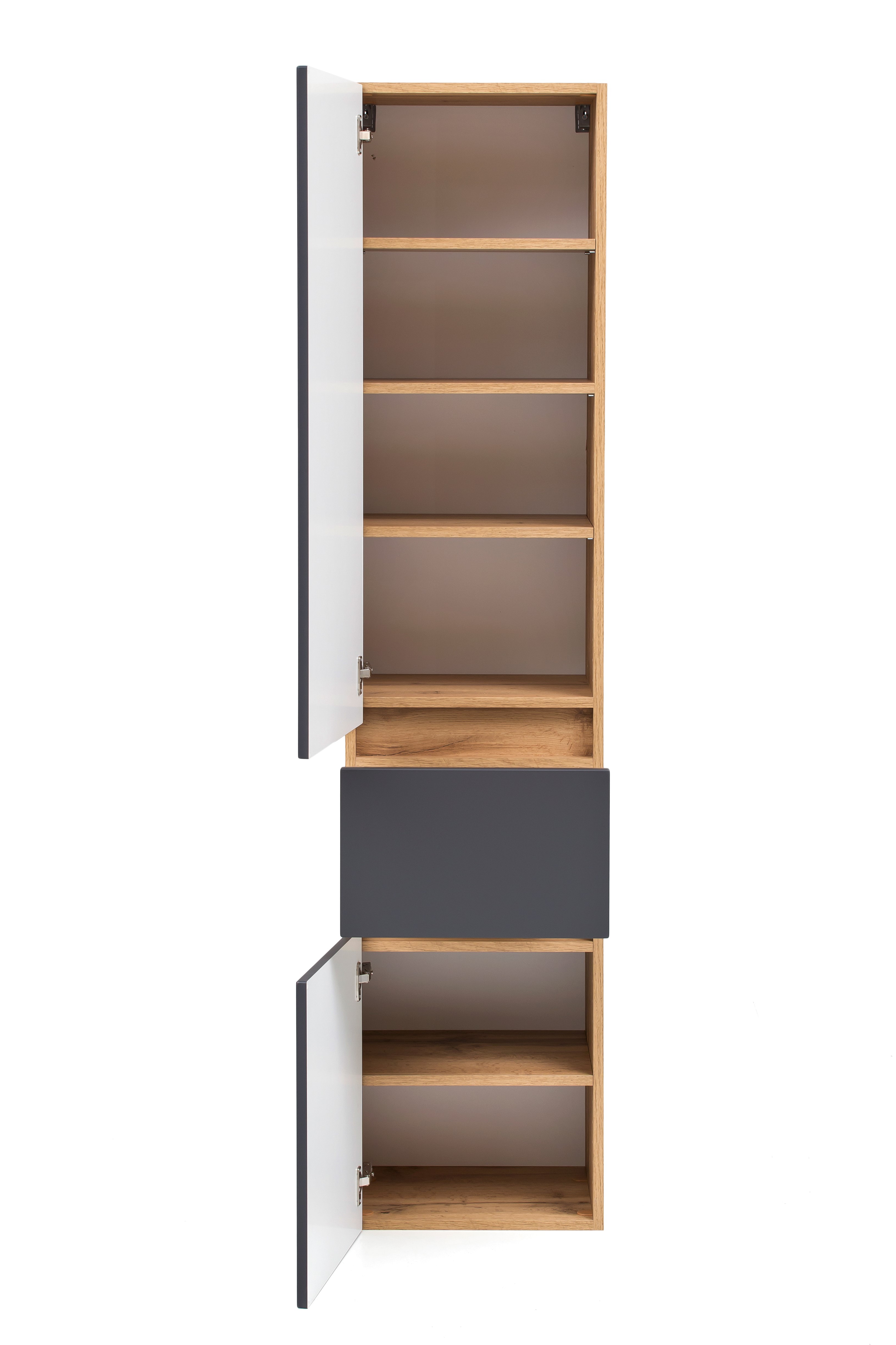 Colonne Kornel/Luna 40cm 2 portes & 1 tiroir - chêne/gris mat - Image 9