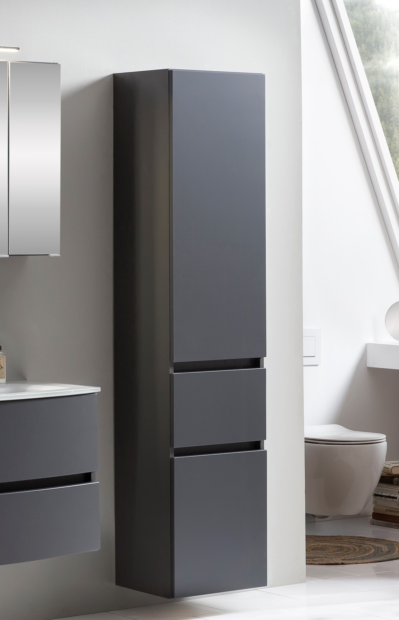 Colonne Kornel/Pisca 40cm 2 portes & 1 tiroir - gris graphite - Image 12