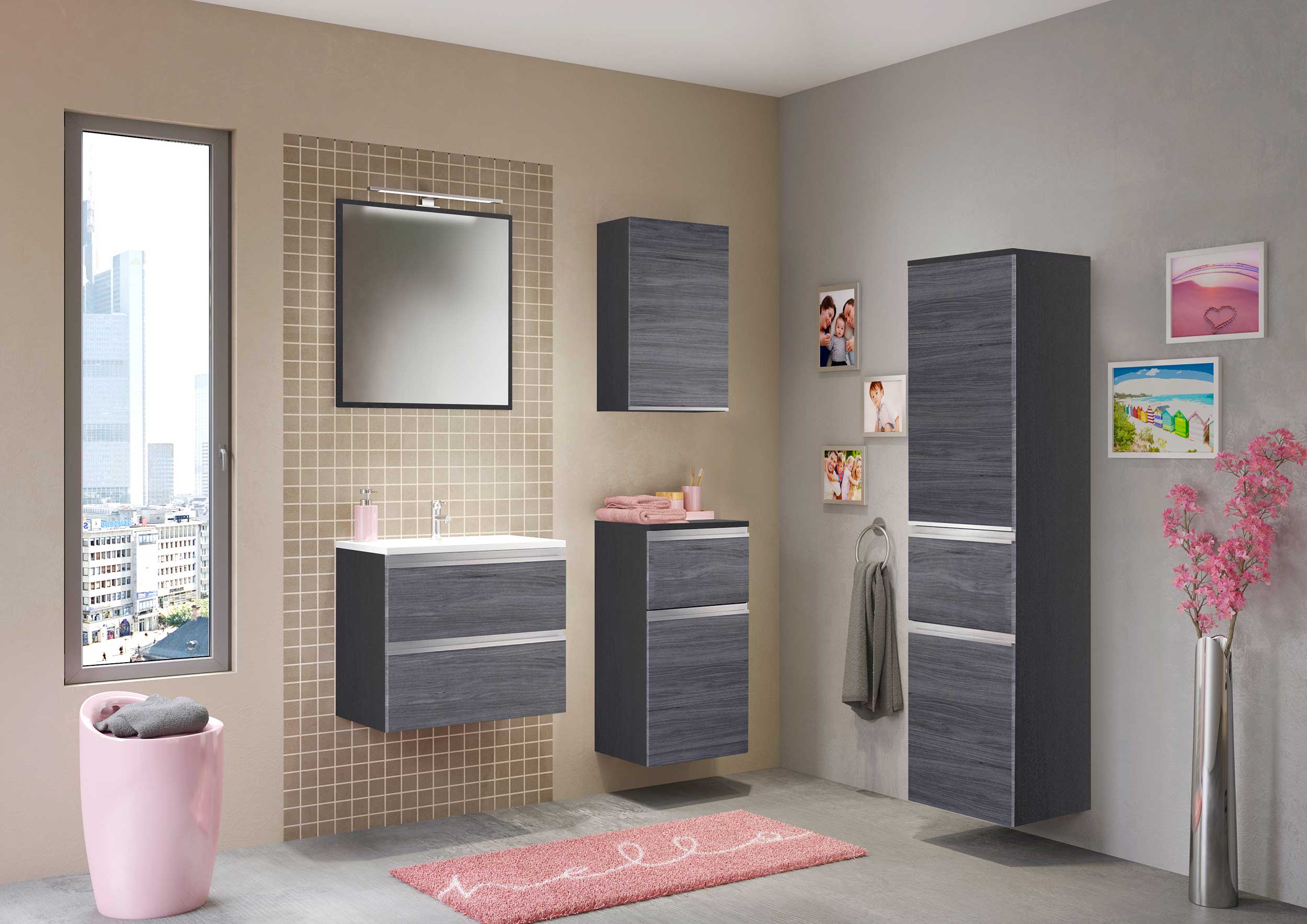 Colonne Lotuk basse avec 2 portes & 1 tiroir - chêne gris - Image 3