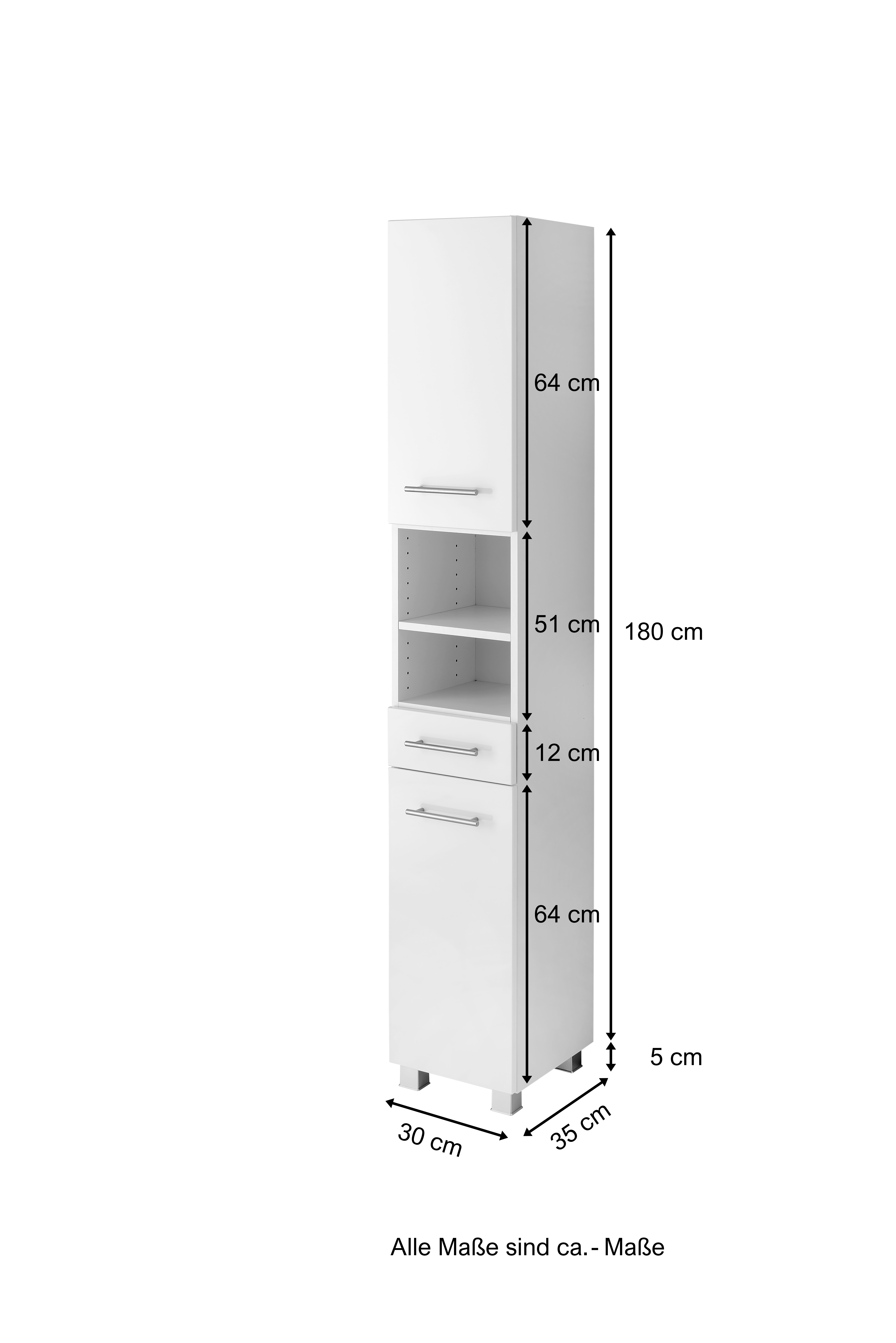 Colonne Pollet 30cm 2 portes et 1 tiroir - blanc - Image 10