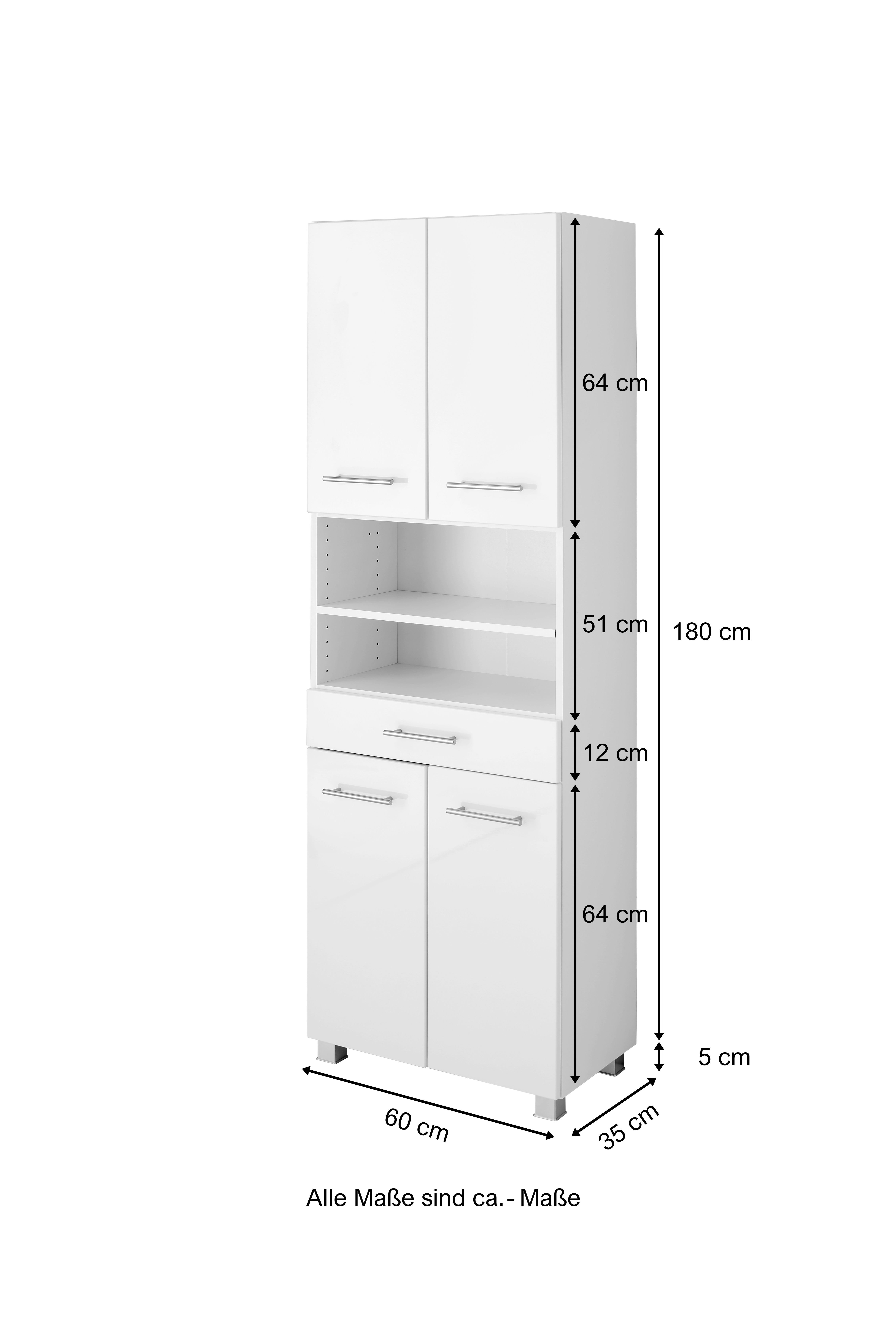 Colonne Pollet 60cm 4 portes et 1 tiroir - blanc - Image 10