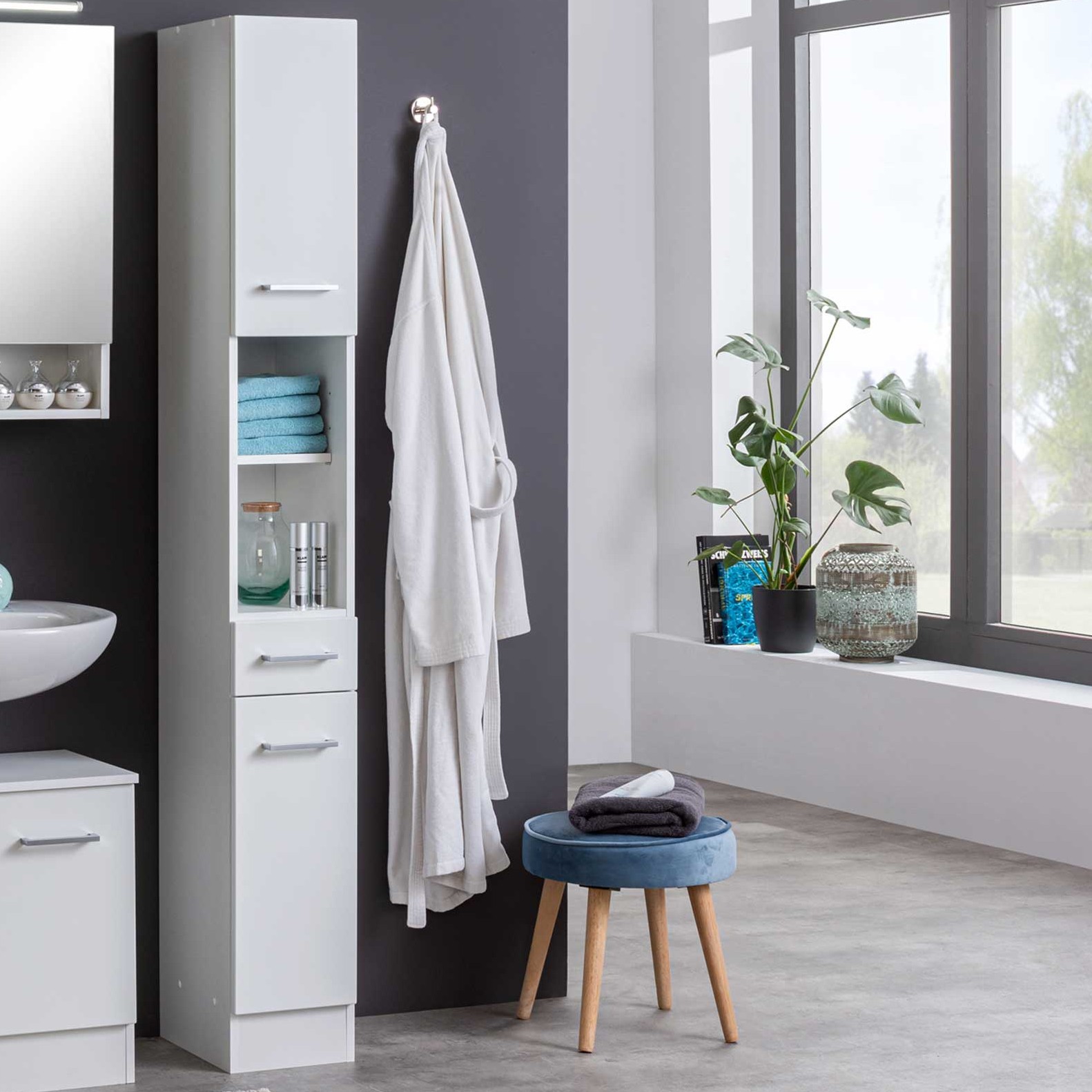 Colonne Ricca 25cm 2 portes & 1 tiroir - blanc