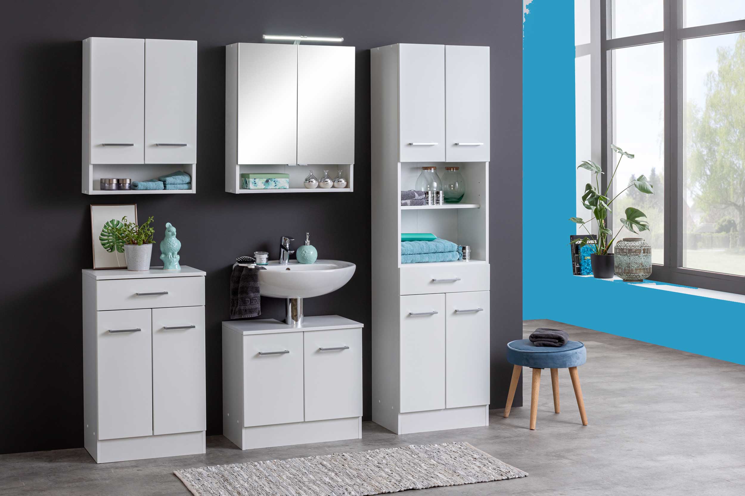 Colonne Ricca 50cm 4 portes & 1 tiroir - blanc - Image 11