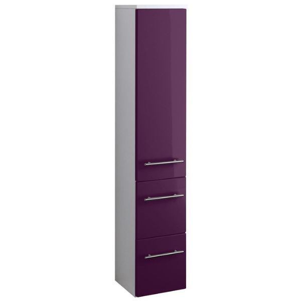 Colonne salle de bains Small 25cm 1 porte & 2 tiroirs - violet brillant