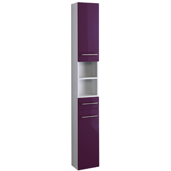 Colonne salle de bains Small 25cm 1 tiroir & 2 portes - violet brillant