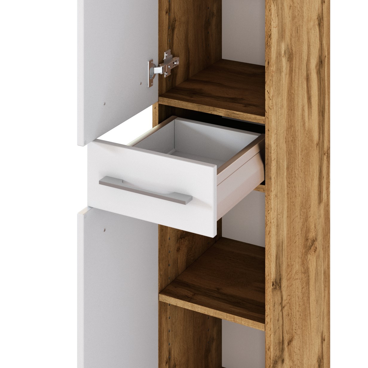 Colonne Sefa 30cm 2 portes & 1 tiroir - chêne/blanc - Image 4
