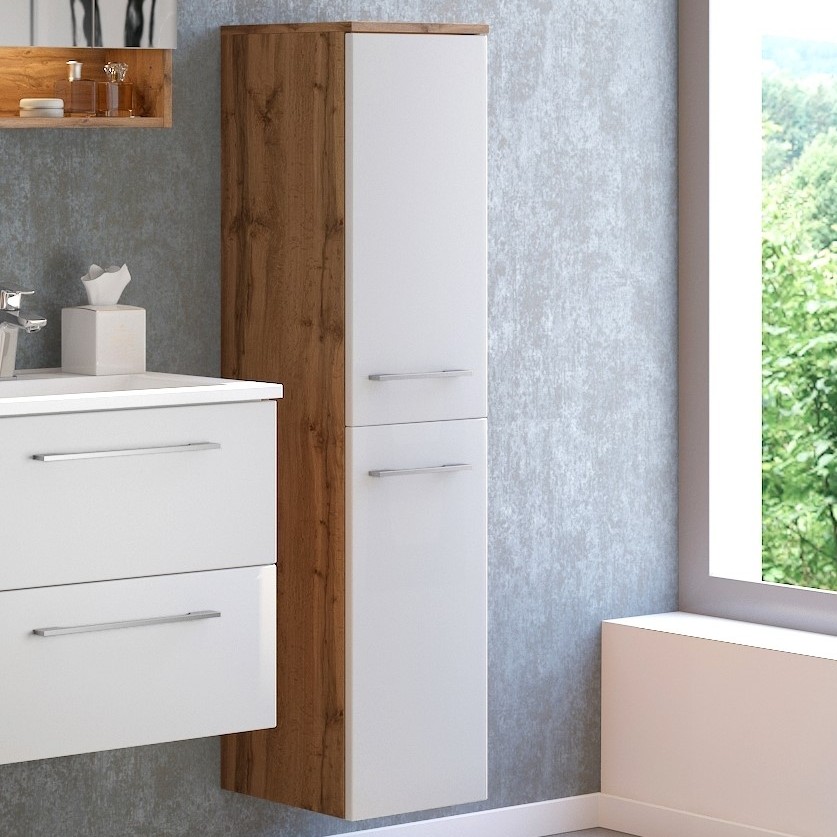 Colonne Sefa 30cm 2 portes - chêne/blanc - Image 1