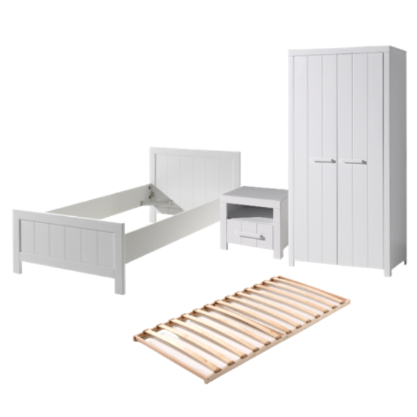 Combinaison de chambre d'enfant Erik 12 (sommier à lattes incl.)-blanc