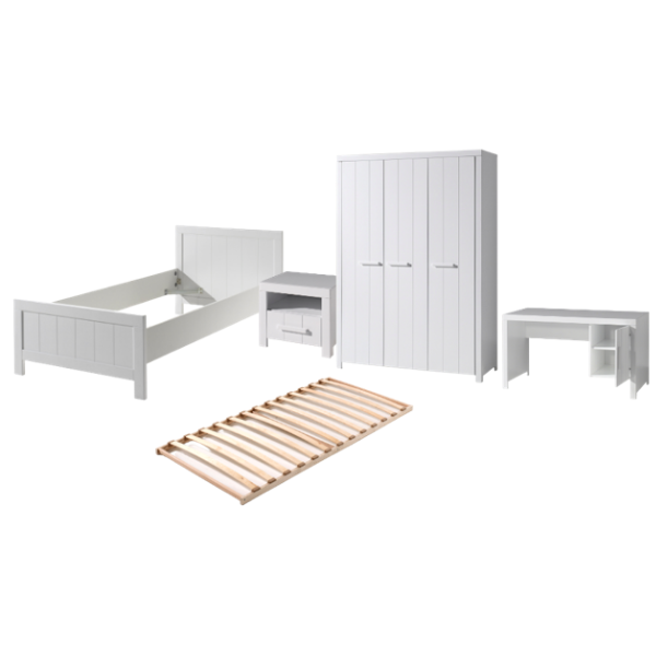 Combinaison de chambre d'enfant Erik 3 (sommier à lattes incl.)-blanc