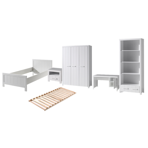 Combinaison de chambre d'enfant Erik 5 (sommier à lattes incl.)-blanc